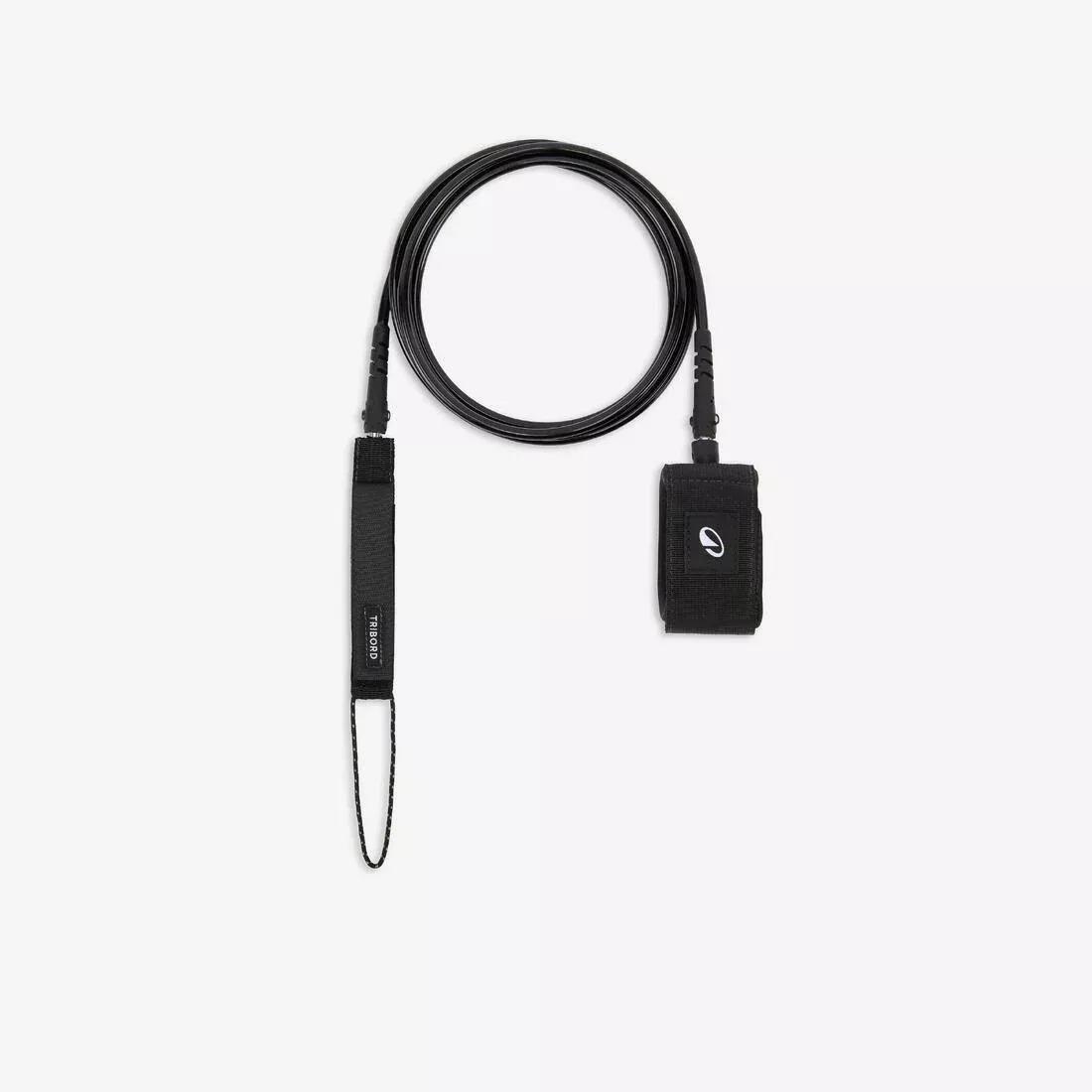 Surfboard leash 8&rsquo; - 500 - 7mm diameter, Black, No Color, medium