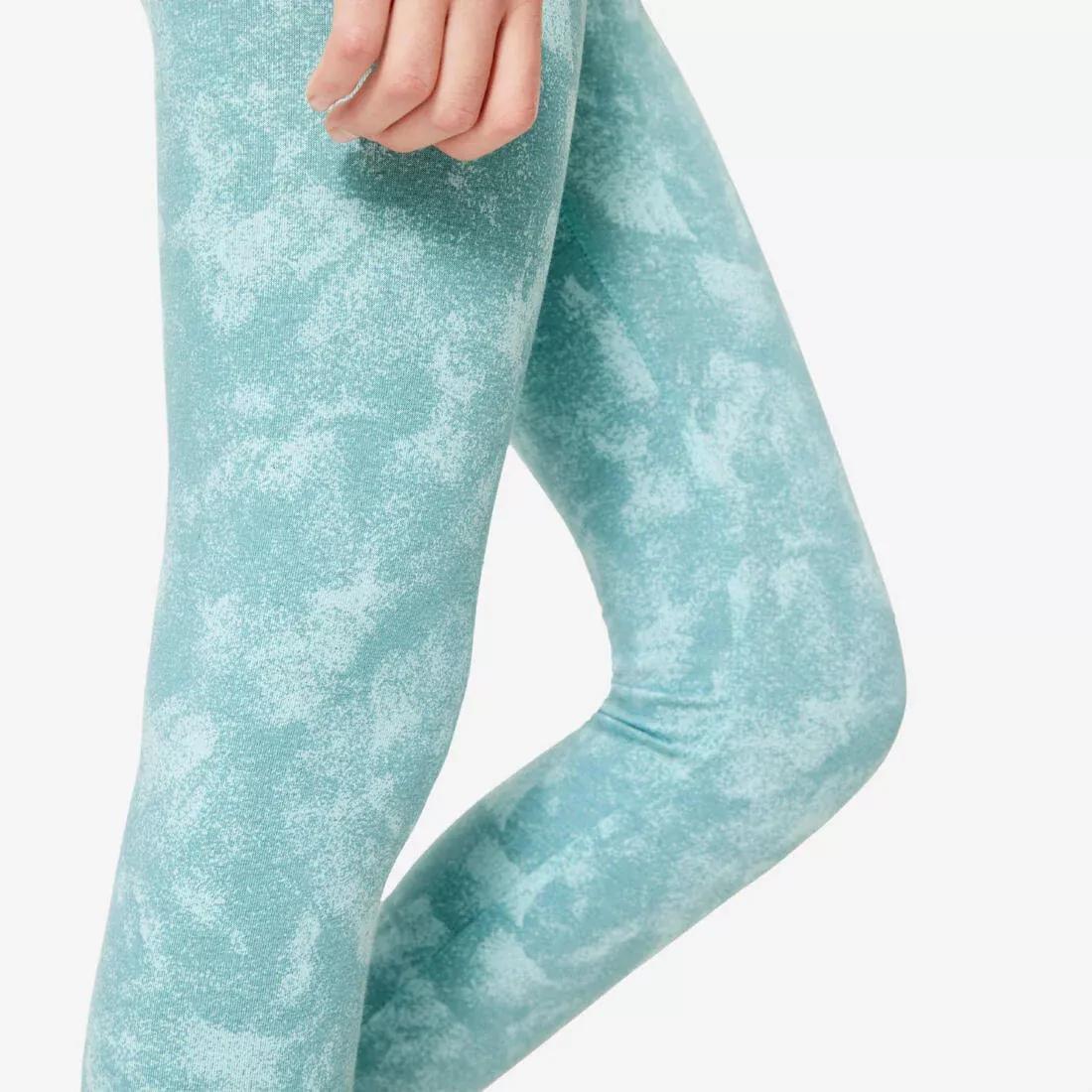 Kids Girls Cotton Leggings Print, Khaki, No Color, large image number 3