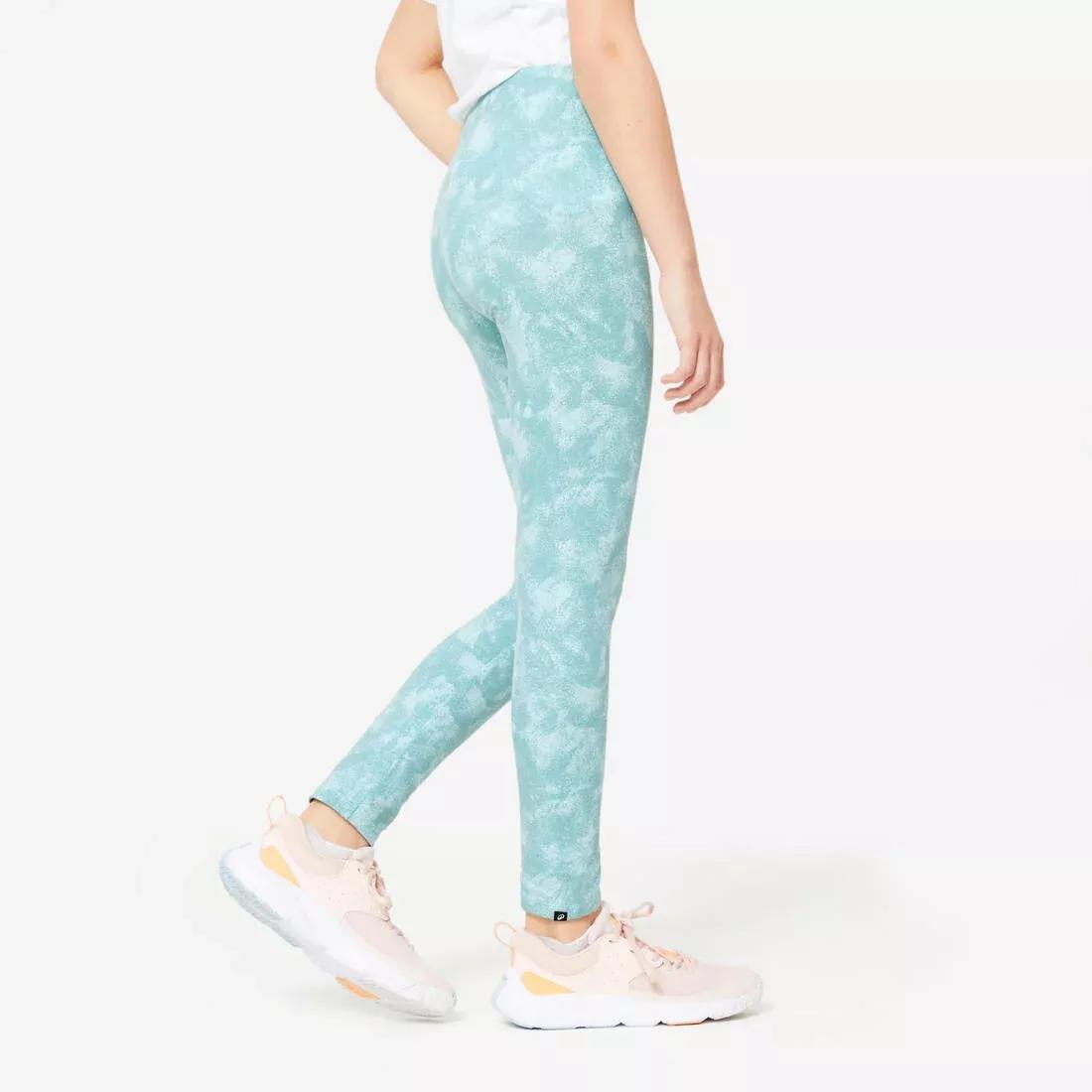 Kids Girls Cotton Leggings Print, Khaki, No Color, large image number 4