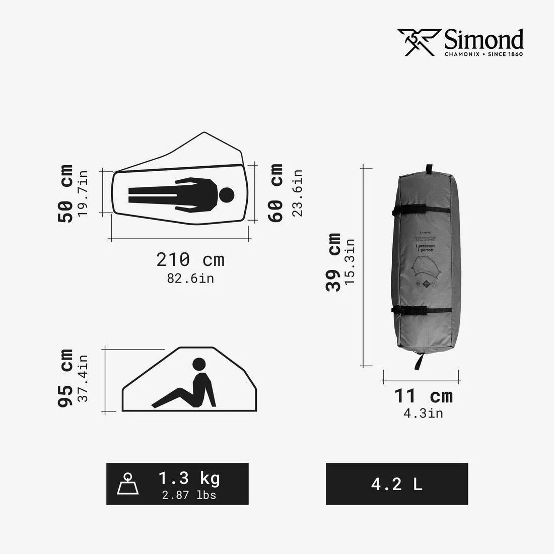 1-person dome trekking tent, lightweight and free-standing - MT900, Grey, No Color, large image number 3