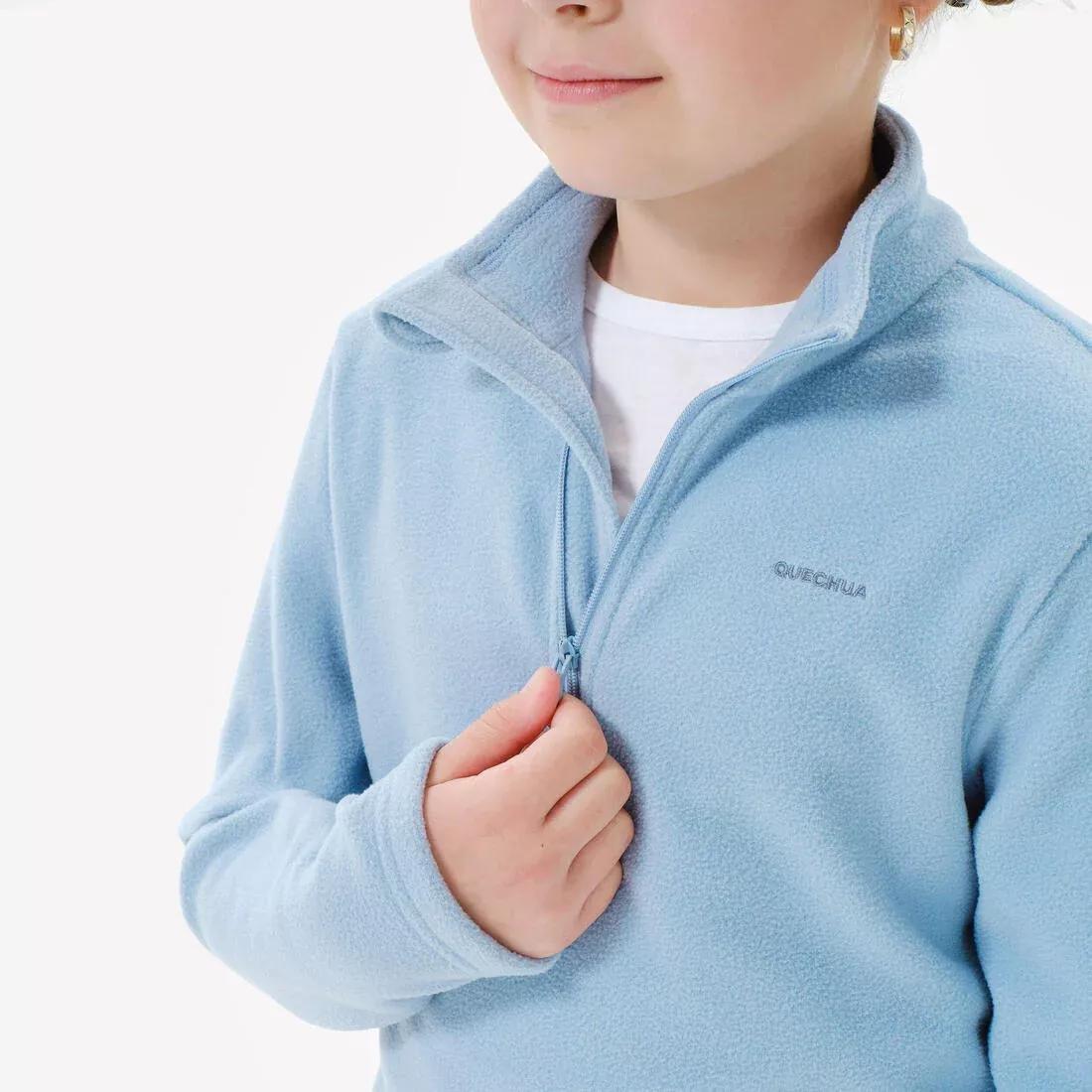 CLOUDY BLUE Kids' hiking fleece jacket MH100 Half Zip - 7-15 years, 5401_000, large image number 9