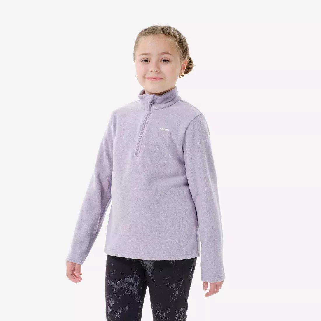 SMOKED PURPLE Kids' Hiking Fleece MH100 7-15 Years, , medium