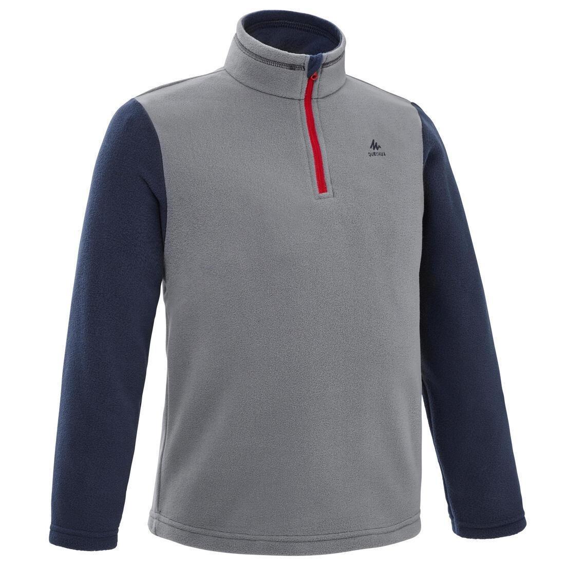 SMOKED PURPLE Kids' hiking fleece jacket MH100 Half Zip - 7-15 years, No Color, large image number 2