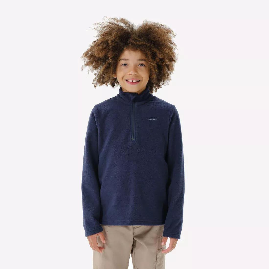 SMOKED PURPLE Kids' Hiking Fleece MH100 7-15 Years, , large image number 11