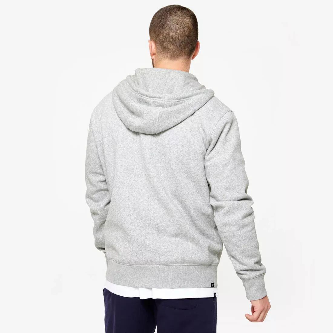 Men Fleece Zip-Up Fitness Hoodie, Grey, No Color, large image number 5