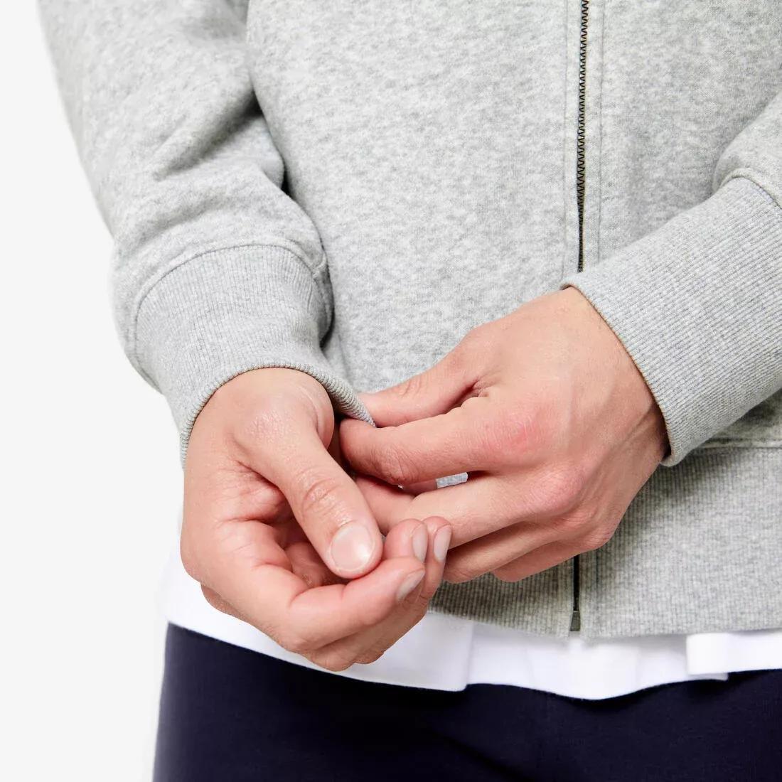 Men Fleece Zip-Up Fitness Hoodie, Grey, No Color, large image number 6