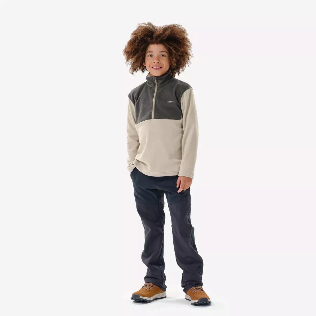 LUNAR BEIGE BOYS' FLEECE PULLOVER MH100 1/2 TW, , large image number 1
