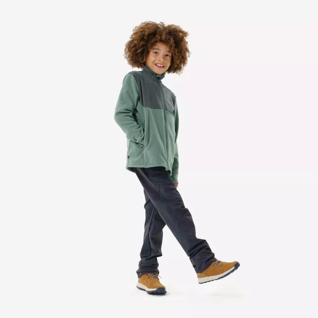 Kids Unisex Hiking Fleece Jacket - MH500 Zip - 7-15 Years, Green, No Color, large image number 2