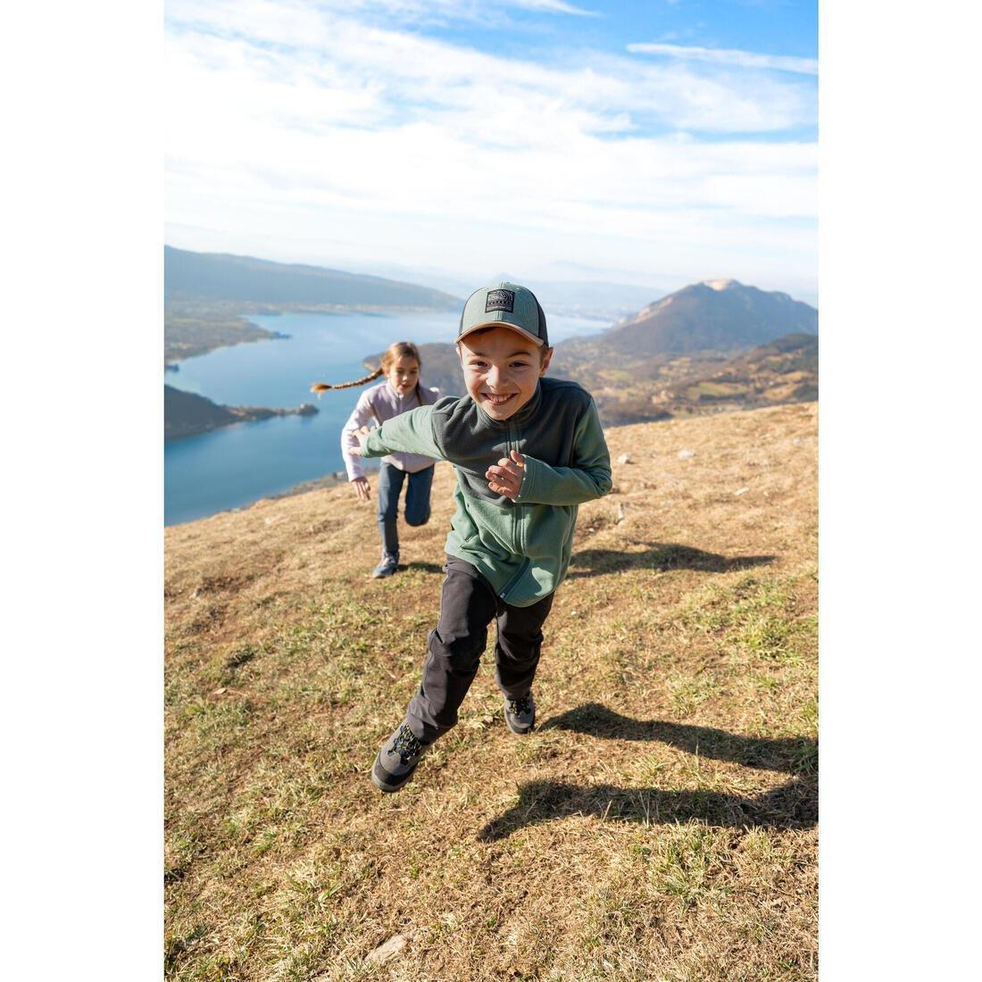 Kids Unisex Hiking Fleece Jacket - MH500 Zip - 7-15 Years, Green, No Color, large image number 6