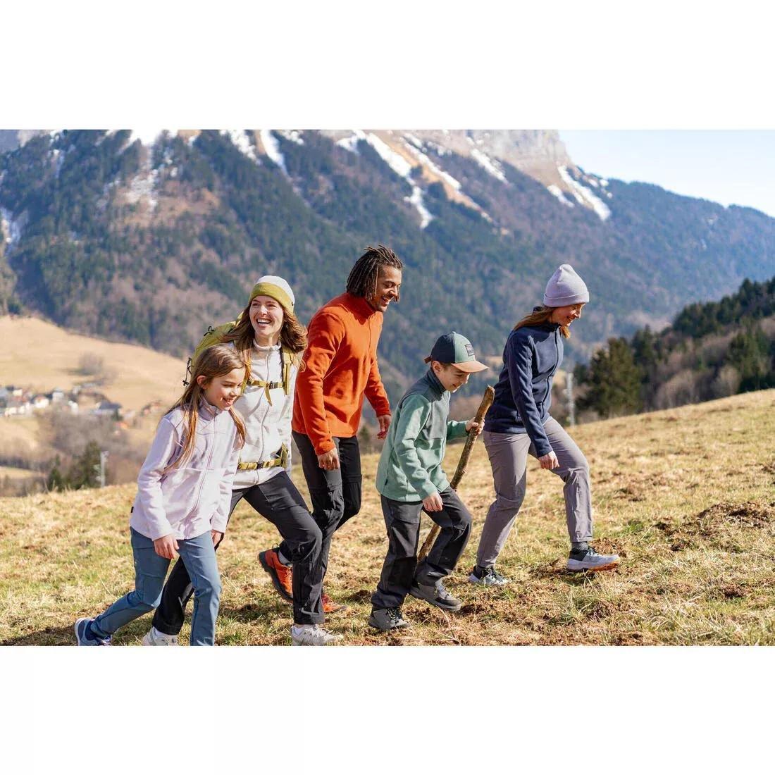 Kids Unisex Hiking Fleece Jacket - MH500 Zip - 7-15 Years, Green, No Color, large image number 7