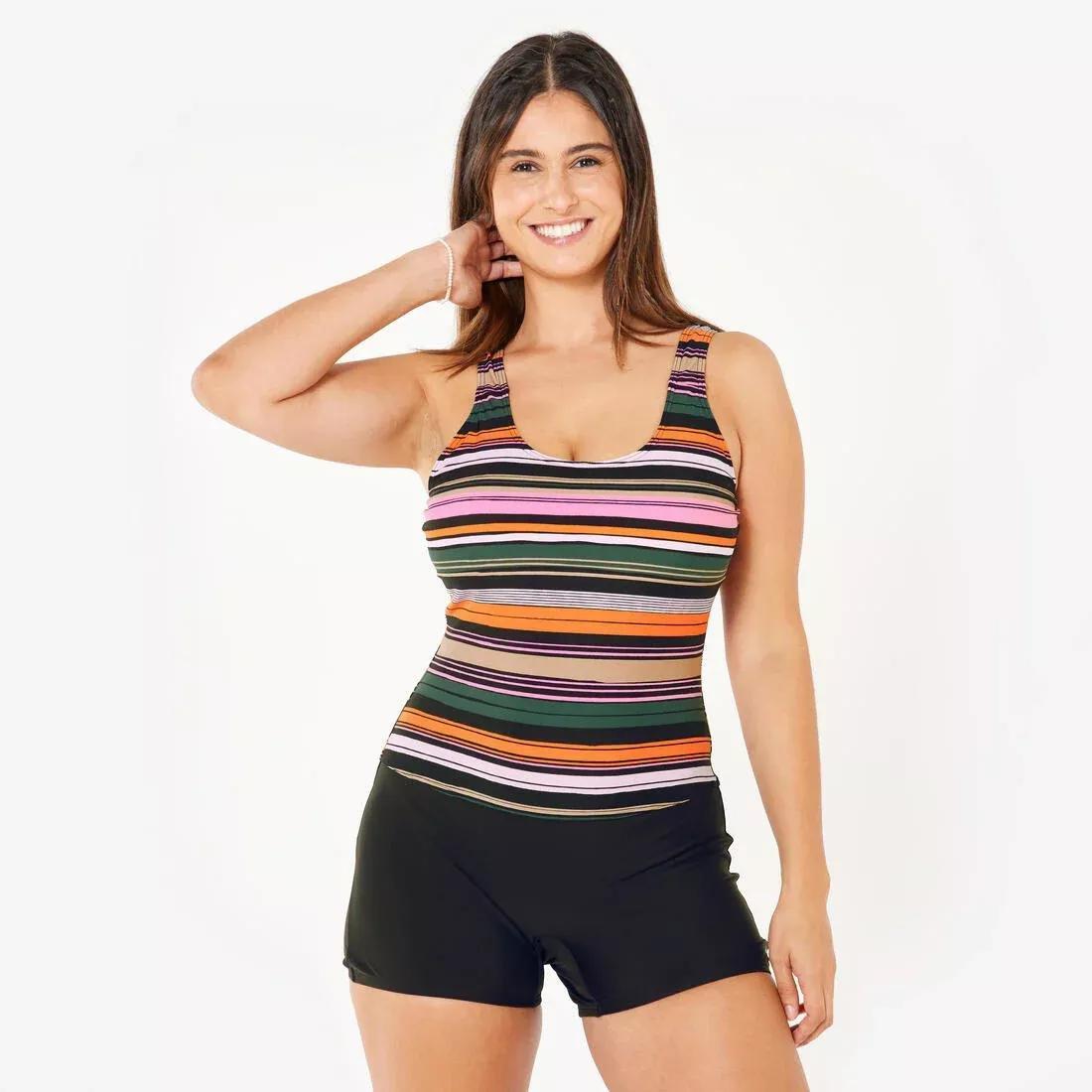 Women swimming 1-piece shorty swimsuit - Dova, Multicolour, No Color, large image number 0