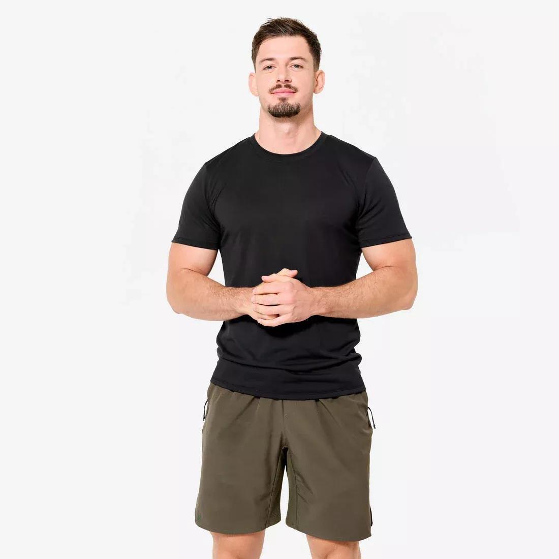 Men Slim-Fit Breathable Cross Training T-Shirt, Black, No Color, large image number 0