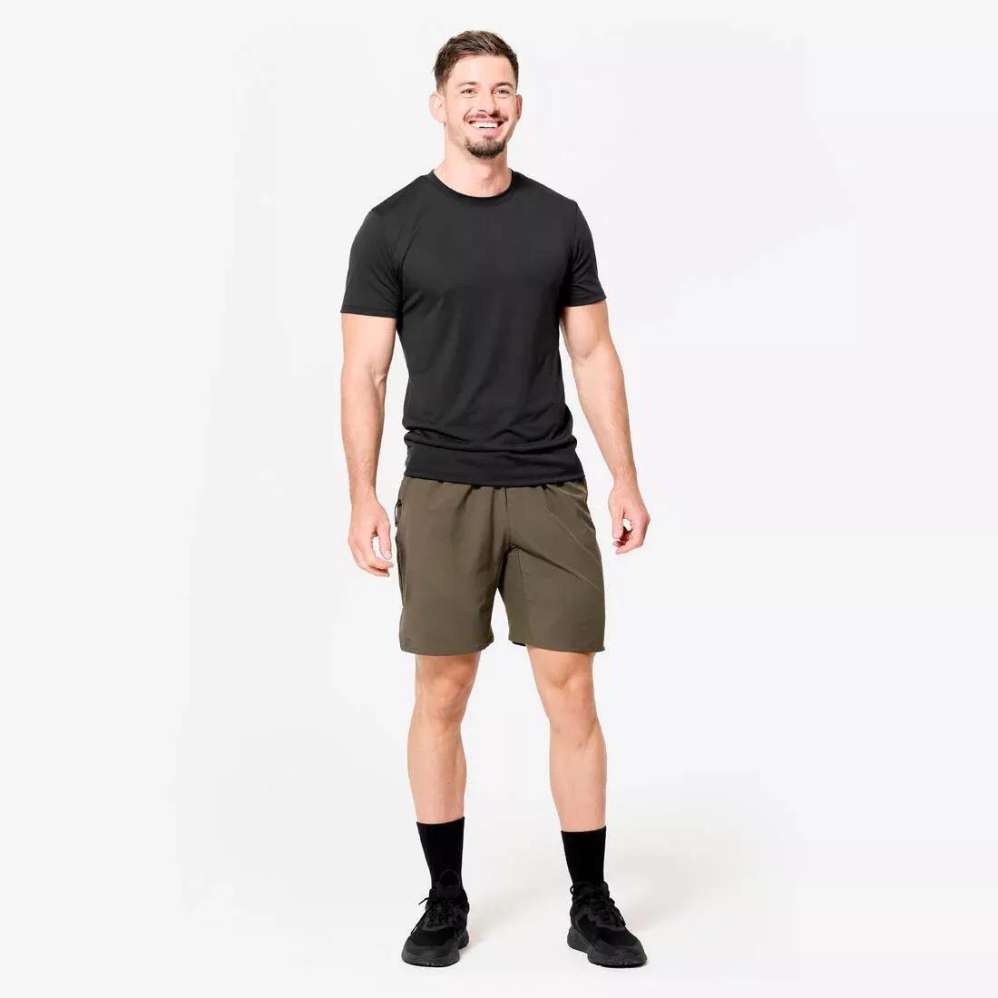 Men Slim-Fit Breathable Cross Training T-Shirt, Black, No Color, large image number 2