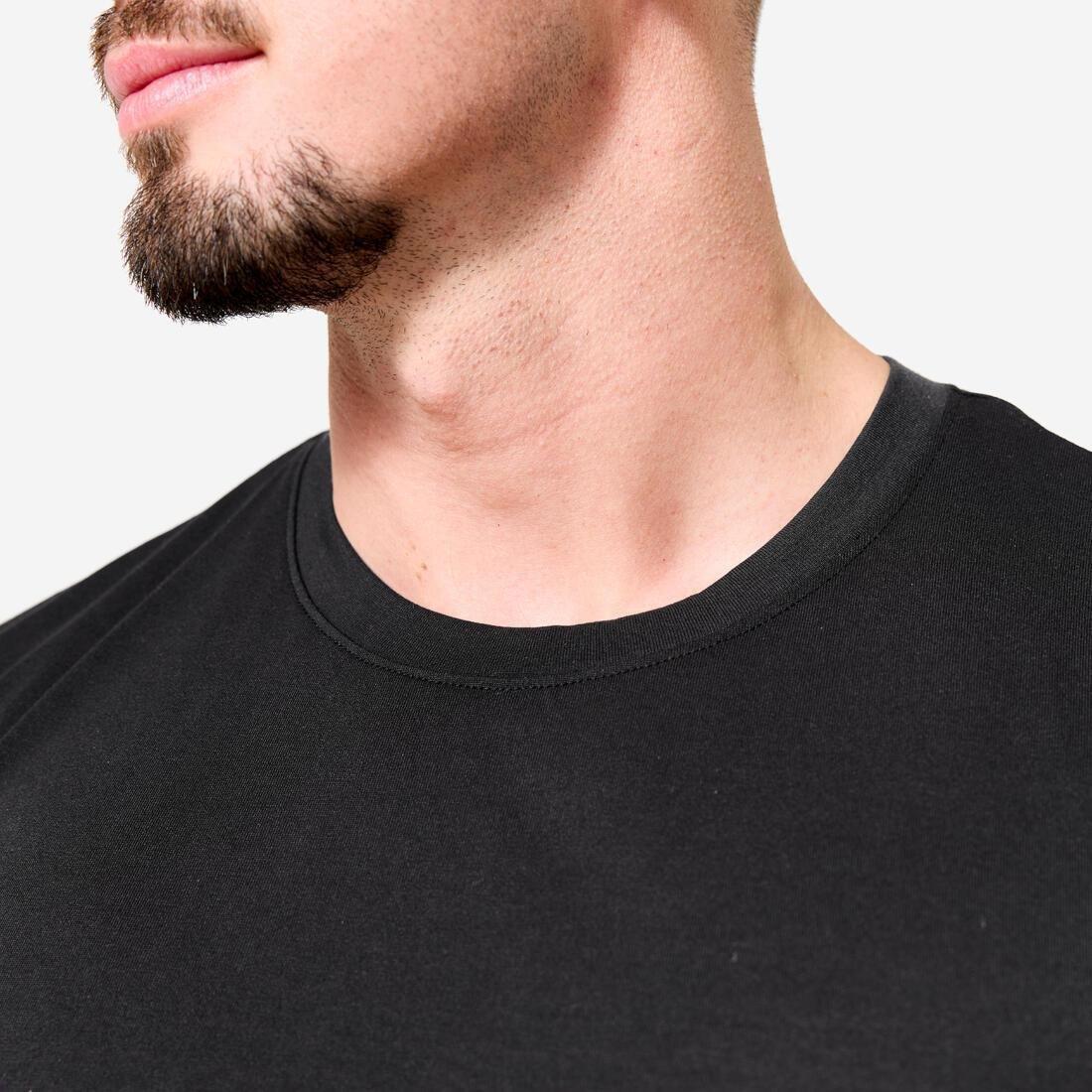 Men Slim-Fit Breathable Cross Training T-Shirt, Black, No Color, large image number 5