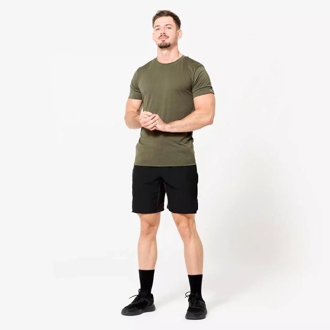 Men Slim-Fit Breathable Cross Training T-Shirt, Khaki, 5401_000, large image number 11