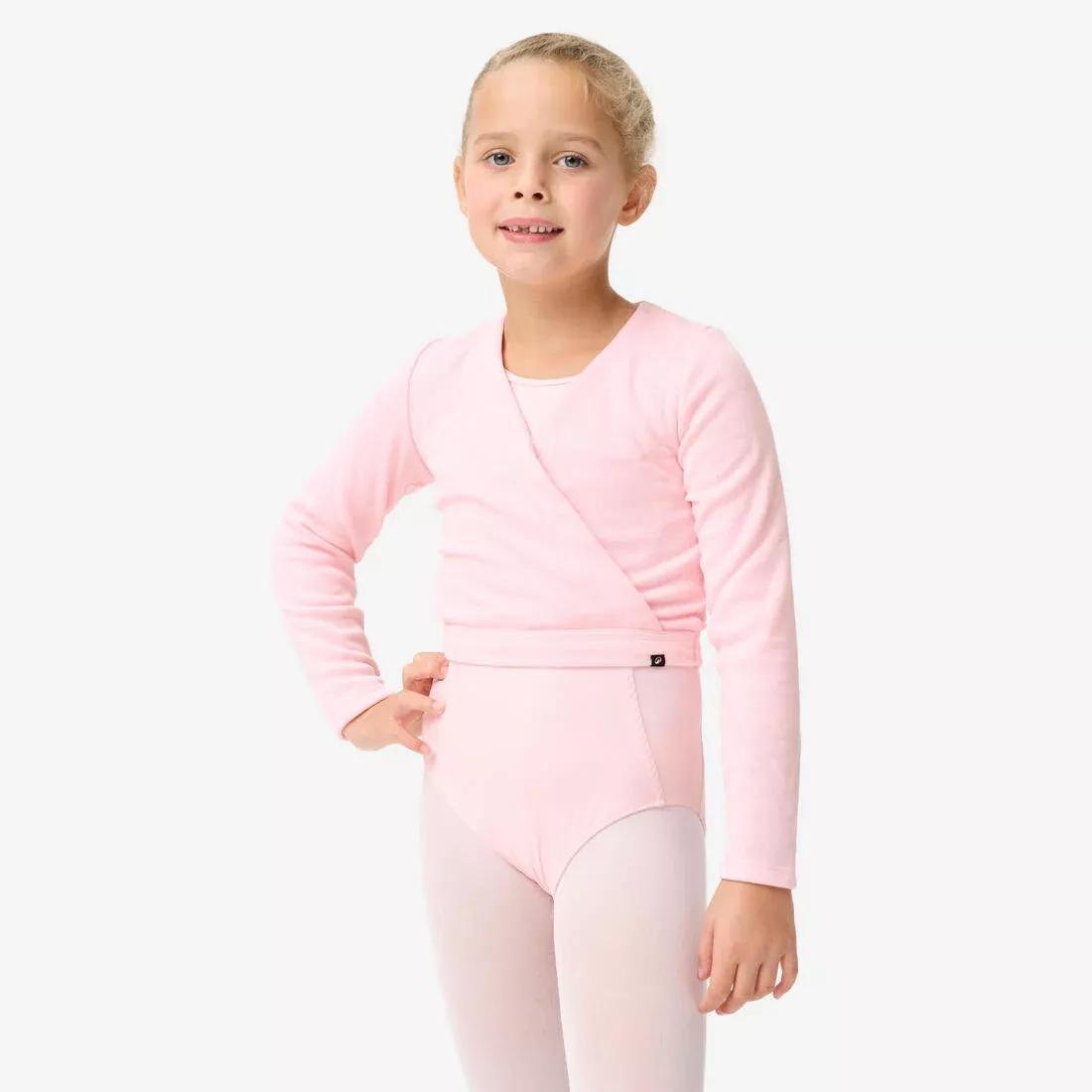 Kids Girls Ballet Wrap-Over Top, Black, No Color, medium