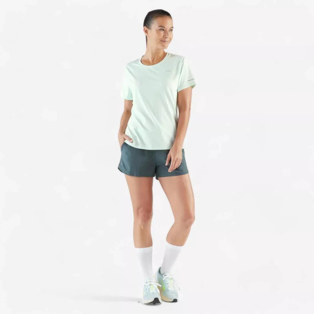 Women Breathable Running T-Shirt - Kiprun Run 500 Dry, Green, No Color, large image number 11