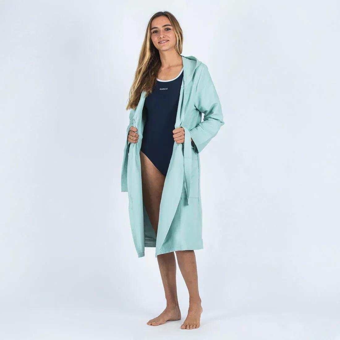 Women Compact Microfibre Pool Bathrobe, Green, No Color, medium
