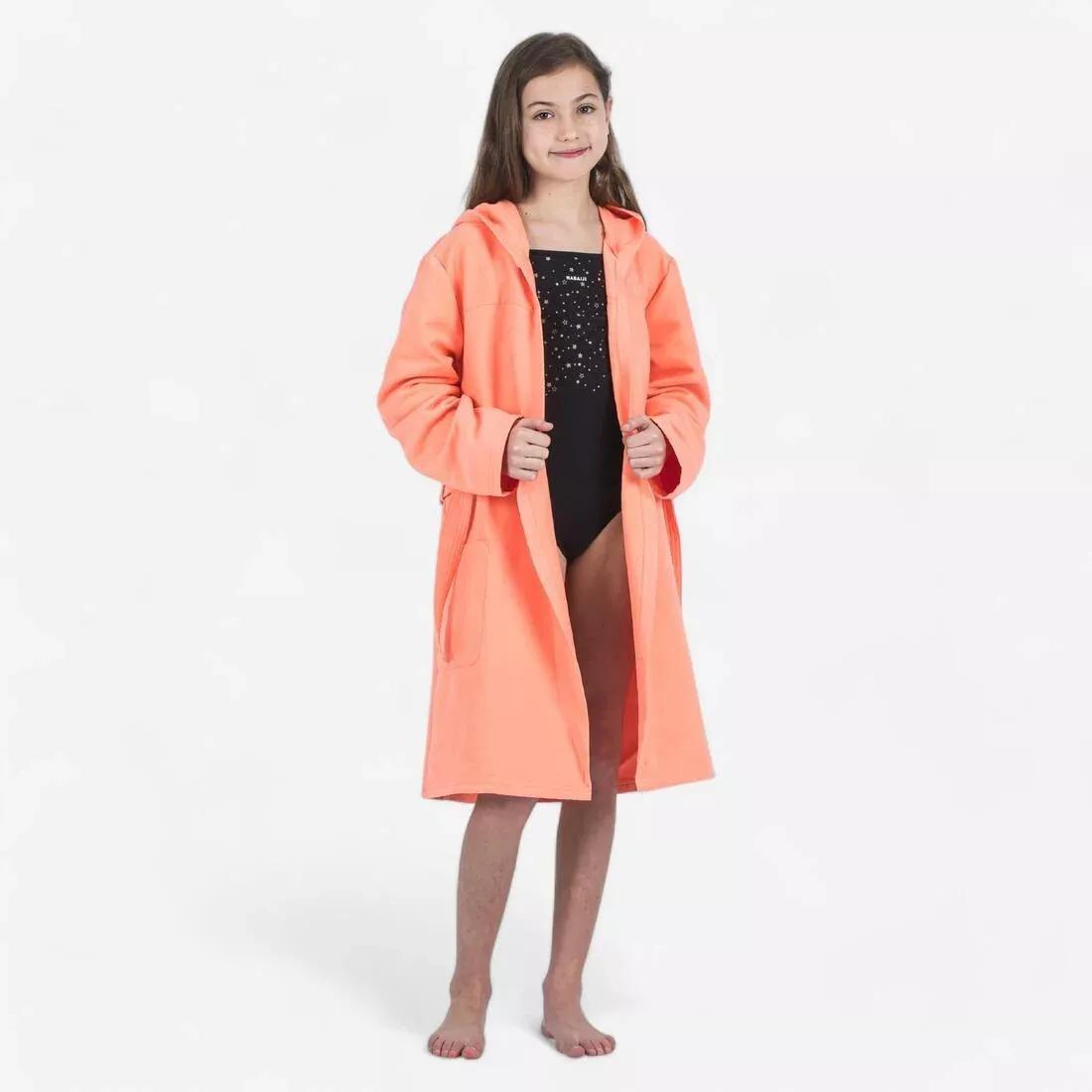 Kids Unisex compact microfibre pool bathrobe, Orange, No Color, medium