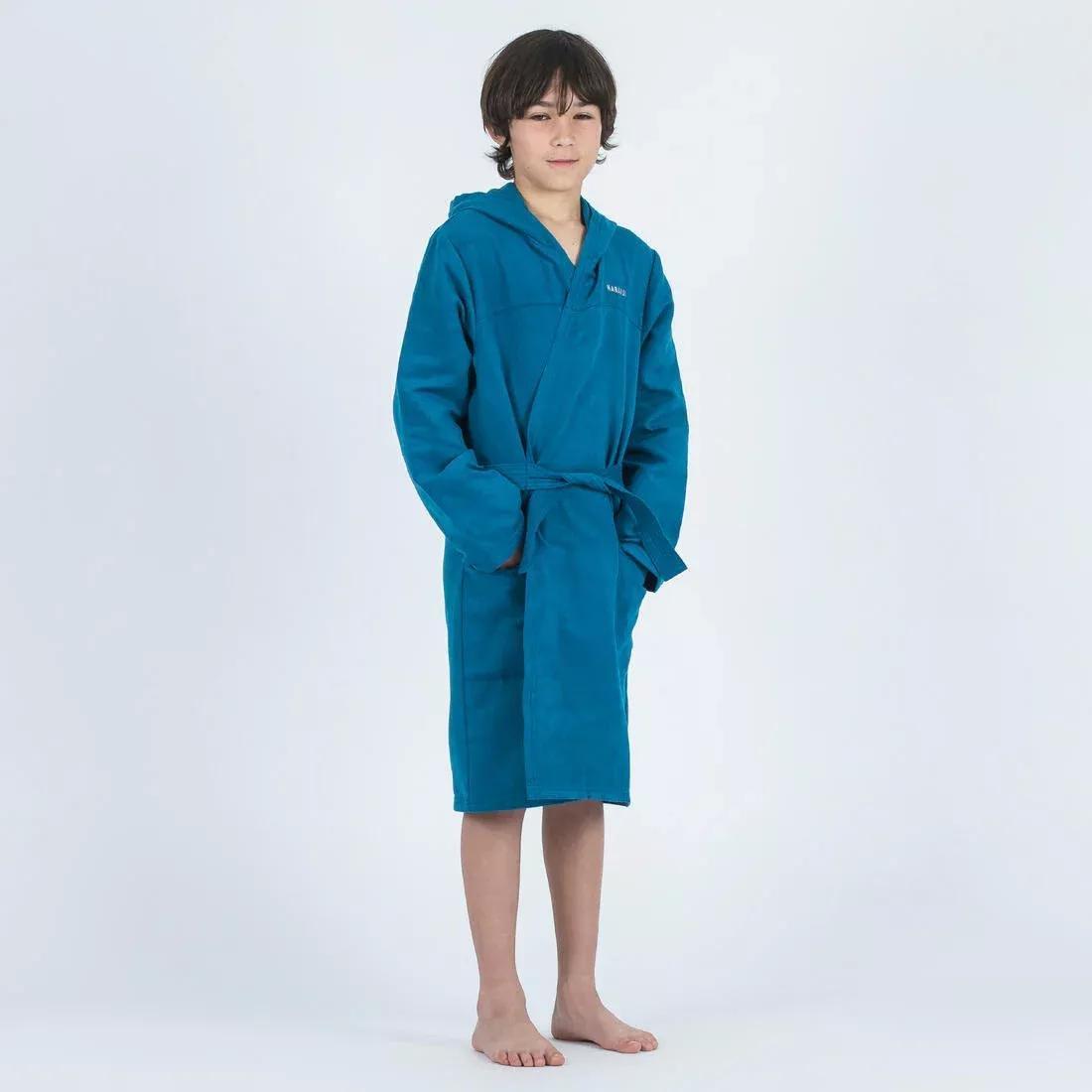 Kids Unisex compact microfibre pool bathrobe, Orange, No Color, large image number 2