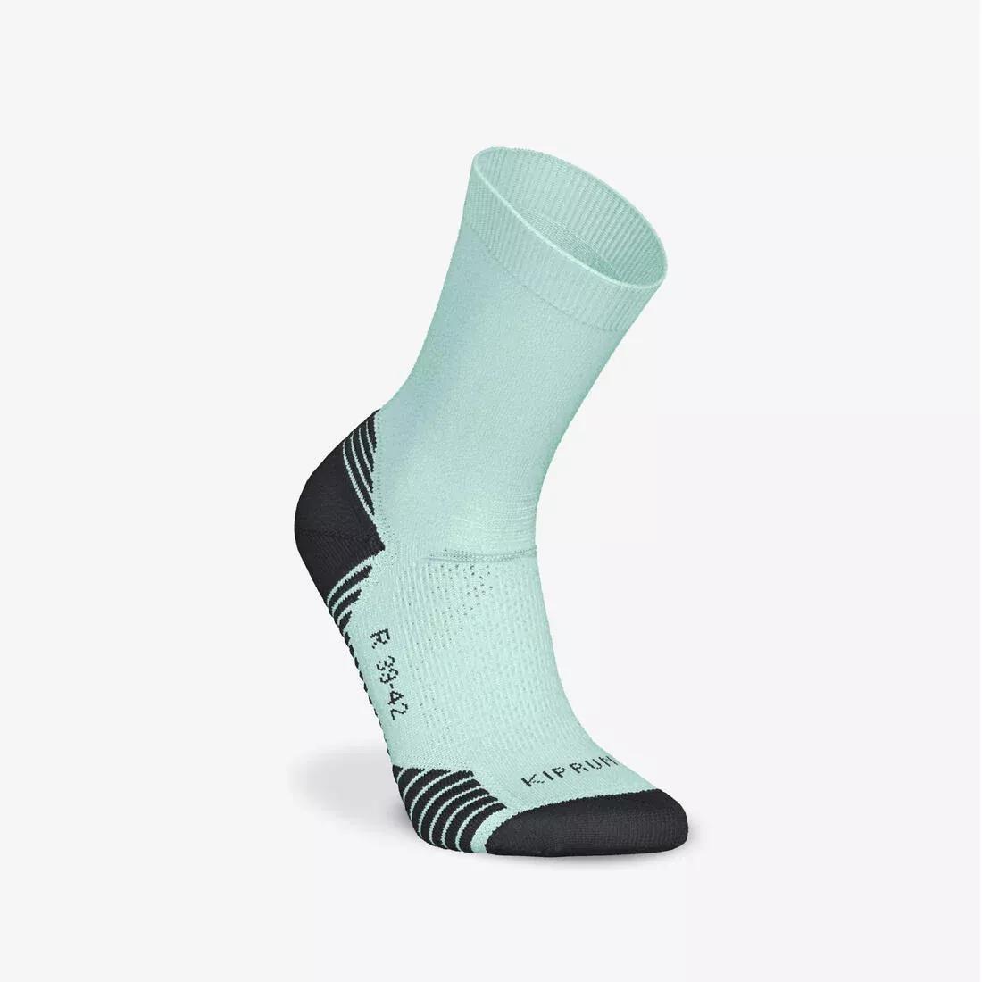 Thick Mid-Calf Running Socks - Run 500 - Pack Of 2 Pairs, Green, No Color, large image number 0