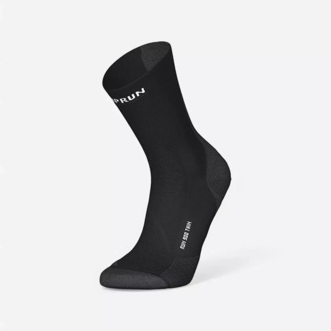 Thin Mid-Calf Running Socks - Kiprun Run 900,  Black, No Color, large image number 0