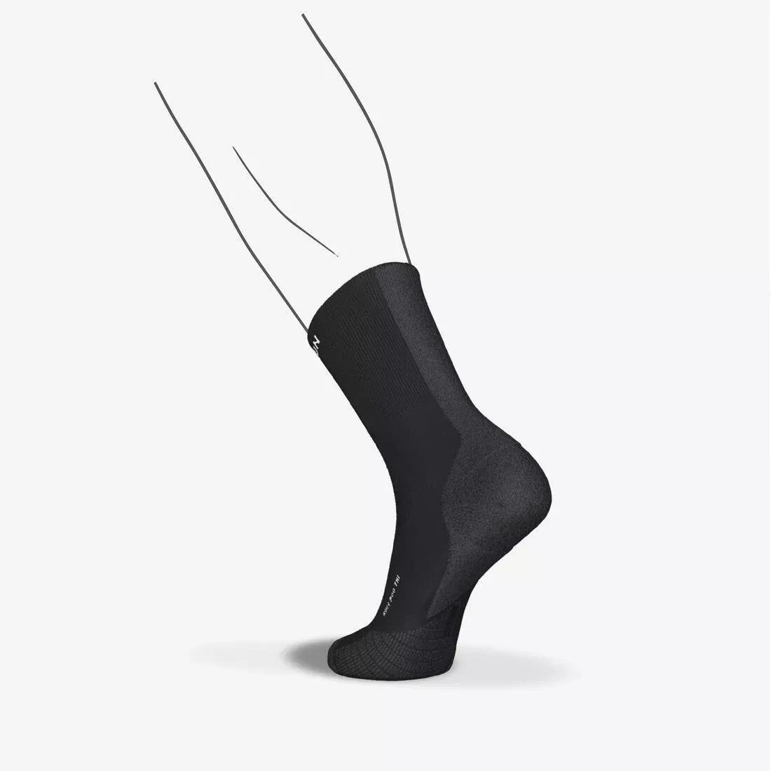 Thin Mid-Calf Running Socks - Kiprun Run 900,  Black, No Color, medium