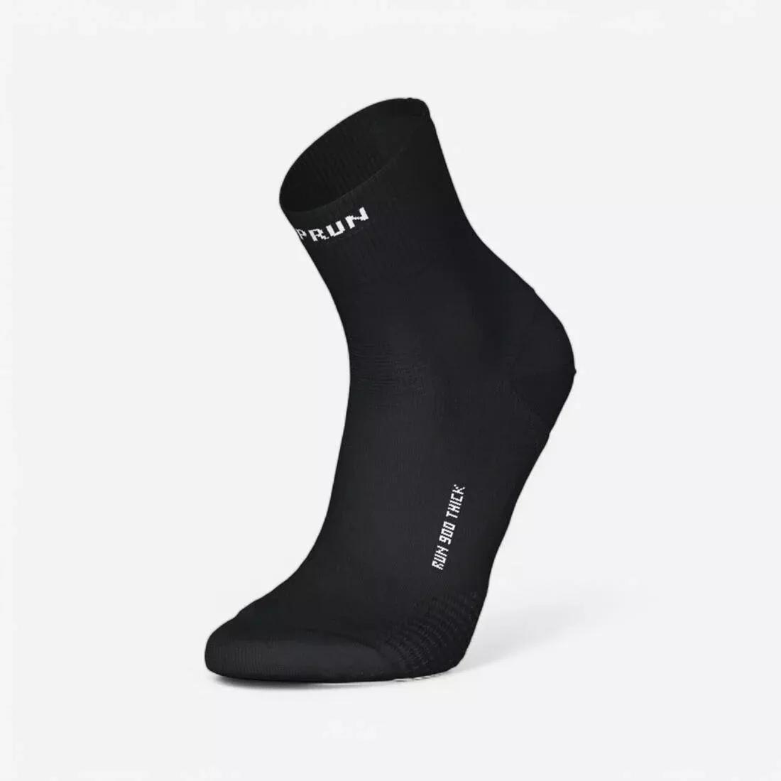 Mid-Calf Thick Running Socks - Kiprun Run 900,  Black, No Color, medium