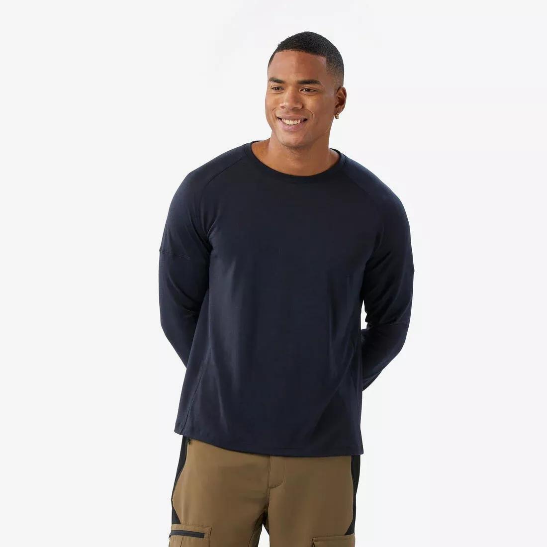 Men Long-Sleeved T-Shirt - Merino Resist, Navy, No Color, medium