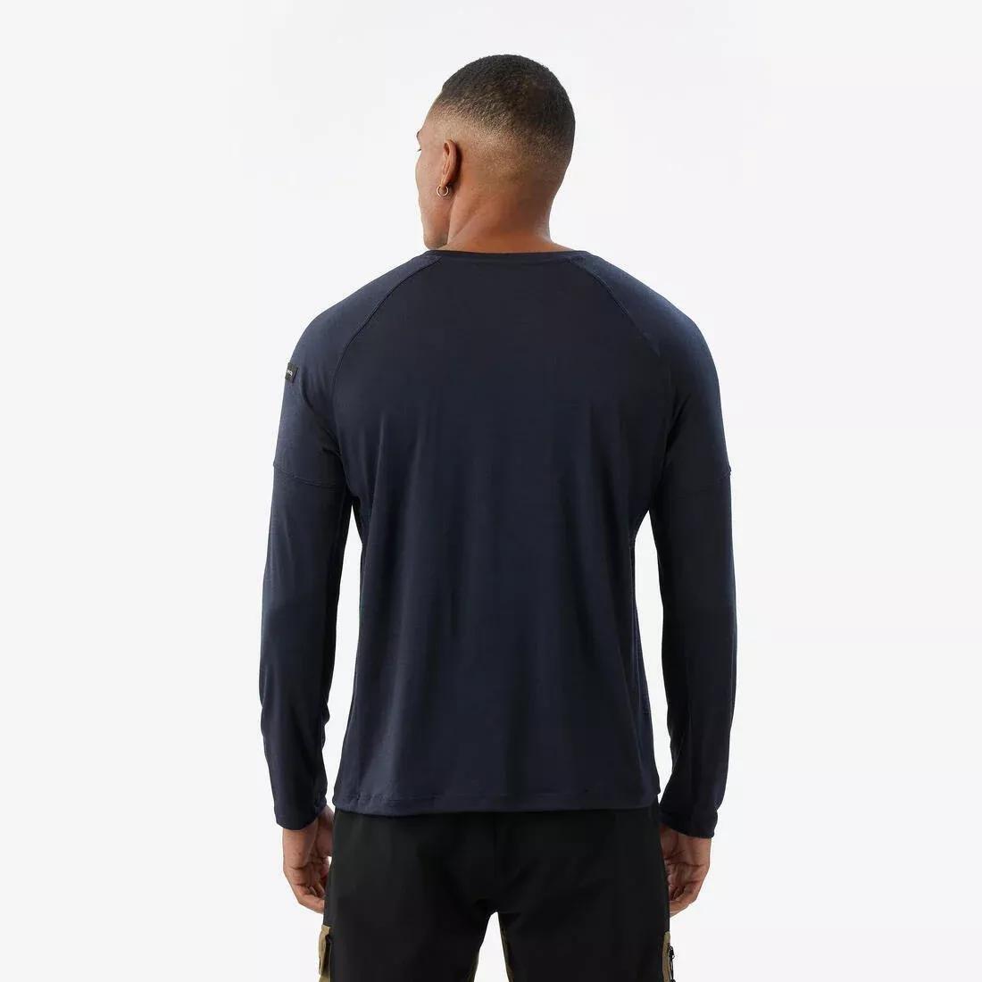 Men Long-Sleeved T-Shirt - Merino Resist, Navy, No Color, large image number 4