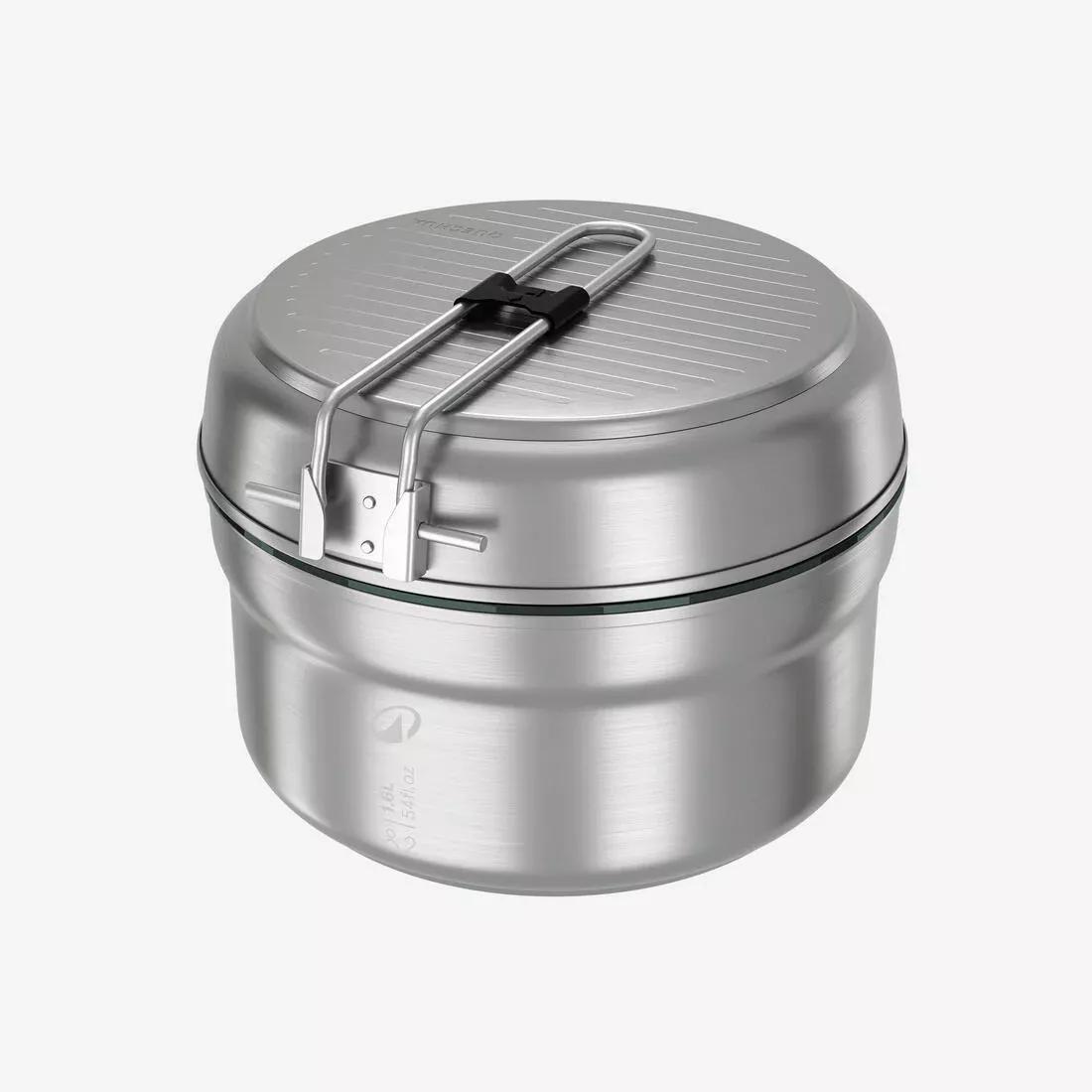 SMOKED GREEN MH500 stainless stell 2-person camping cooking set + non-stick coating, 2.1 l, No Color, large image number 3