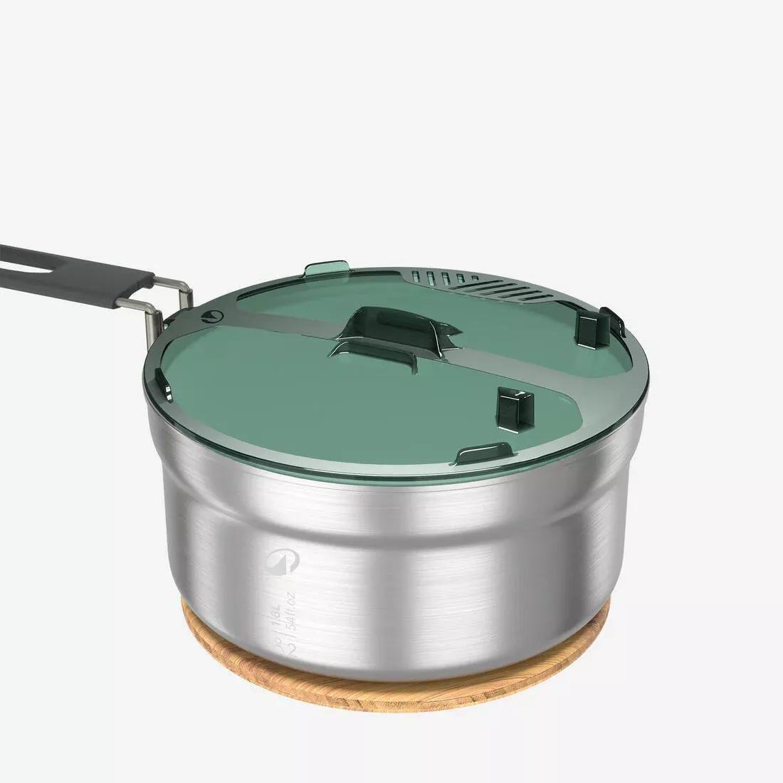 SMOKED GREEN MH500 stainless stell 2-person camping cooking set + non-stick coating, 2.1 l, No Color, large image number 7