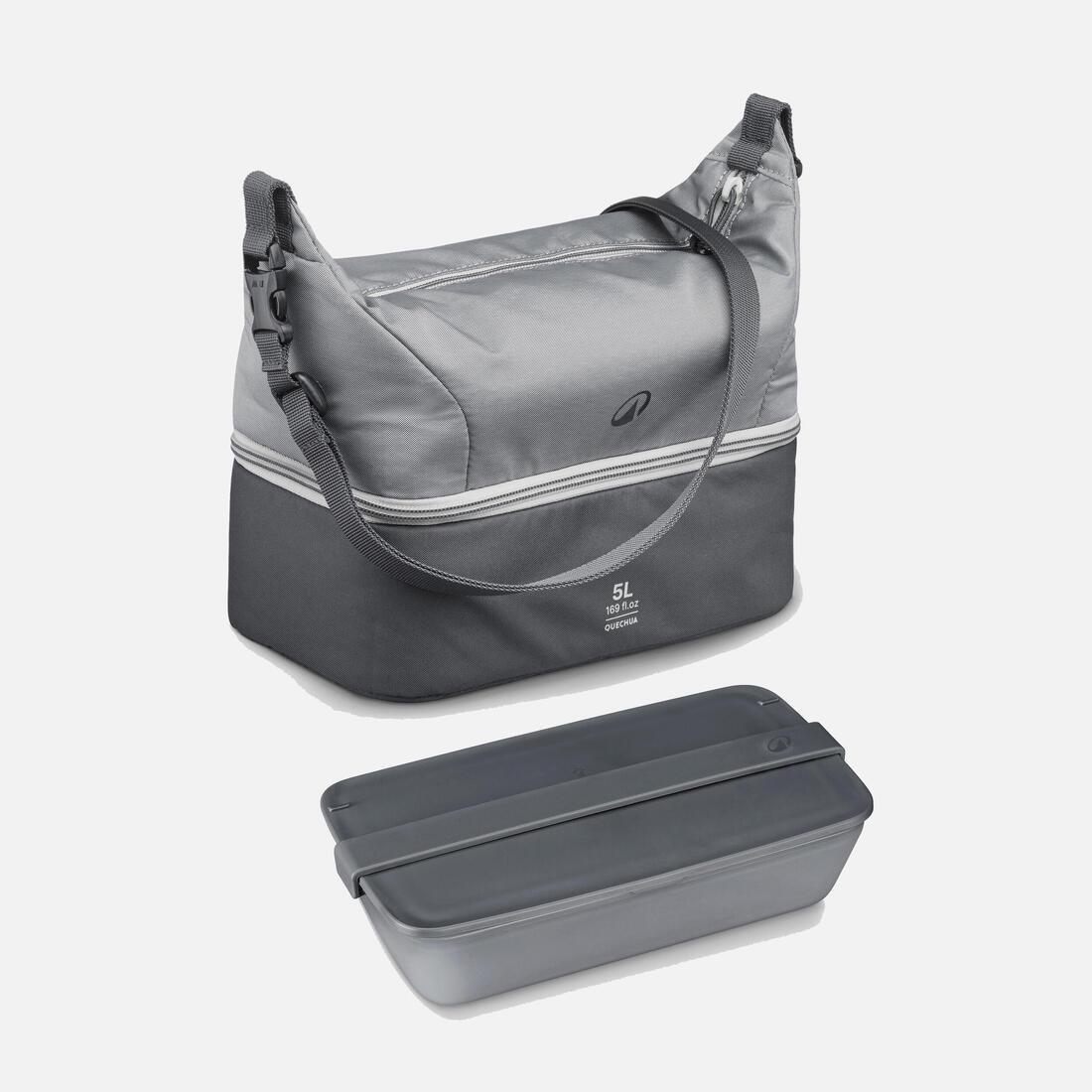 5 L Insulated Lunchbox 500 With 1 L Plastic Food Storage Container Included, Grey, No Color, medium