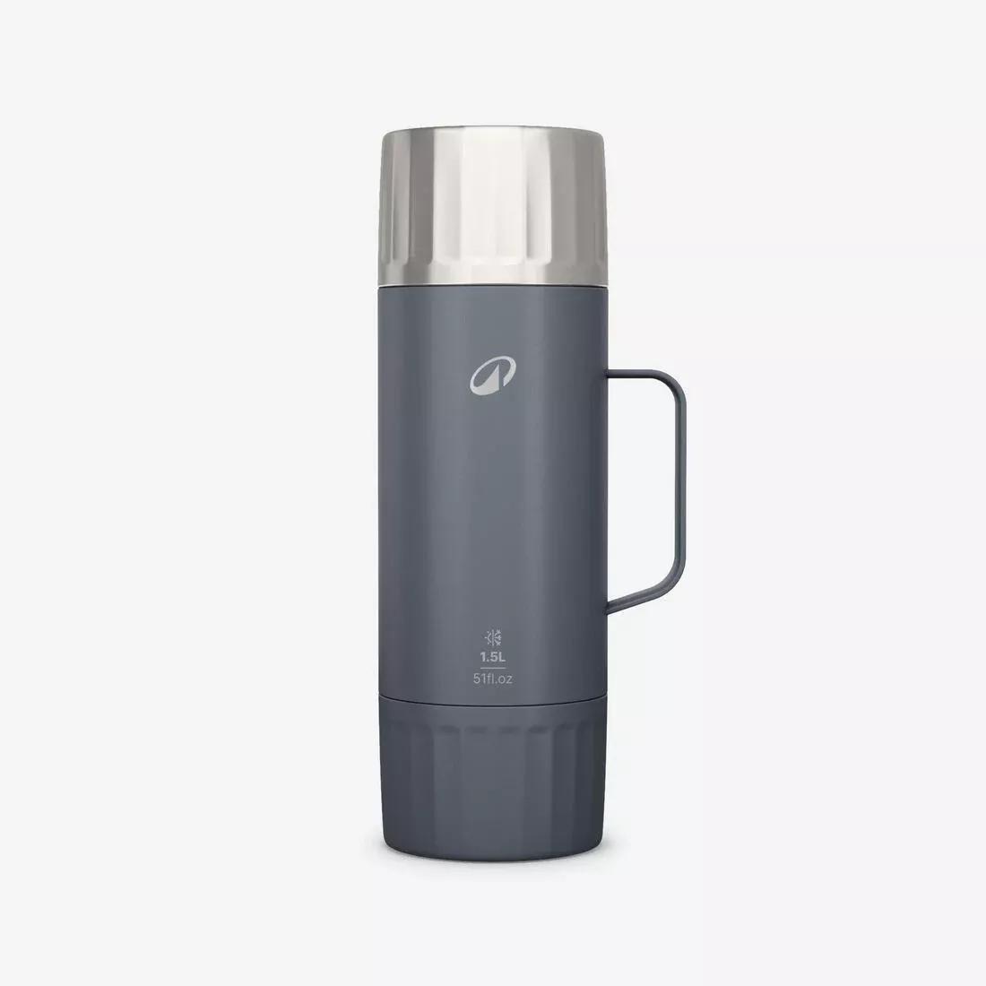 1.5 L Insulated Stainless Steel Bottle With Tea Filter, For Hiking And Camping, Grey, No Color, medium