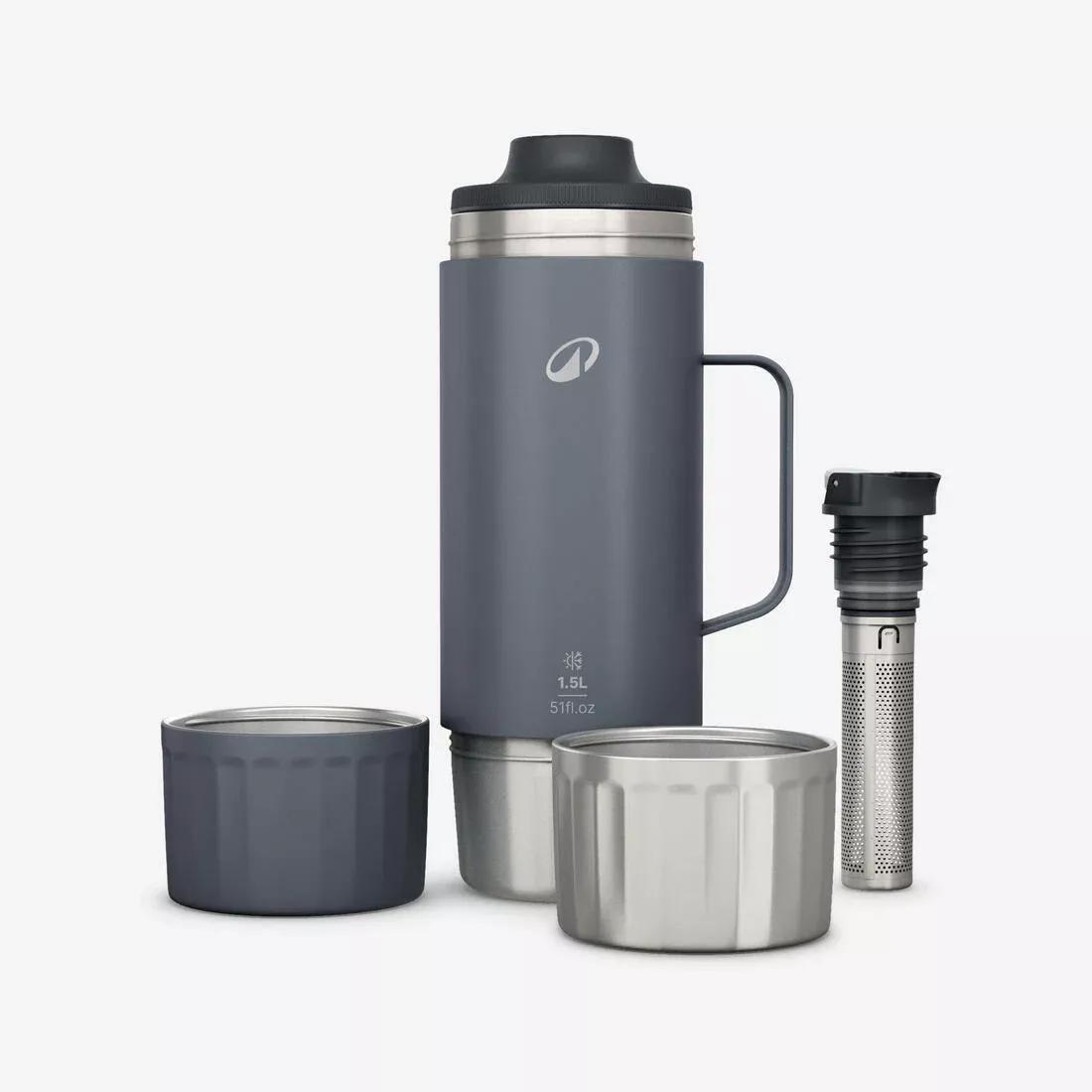 1.5 L Insulated Stainless Steel Bottle With Tea Filter, For Hiking And Camping, Grey, No Color, large image number 10