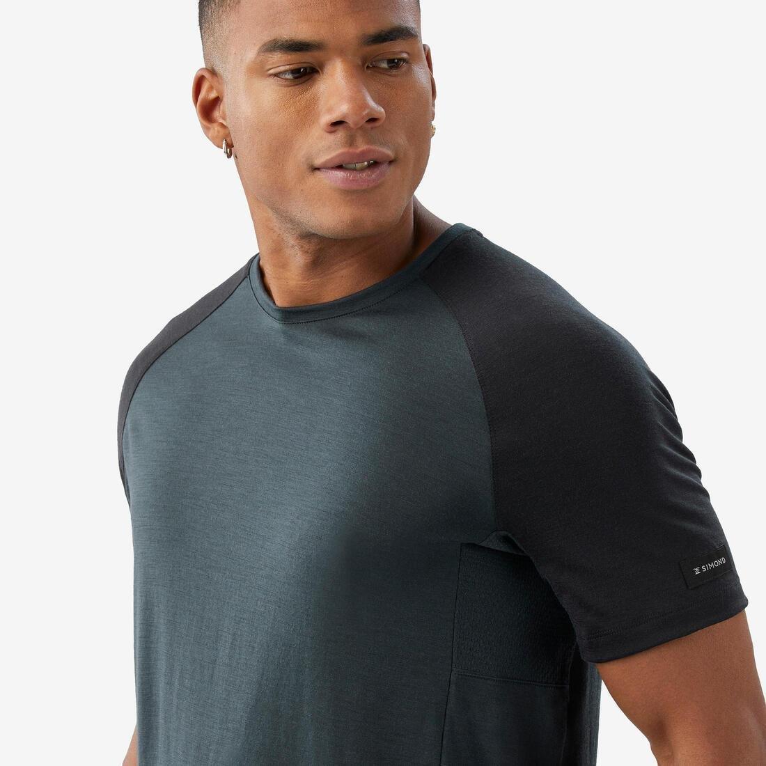 Men Short-Sleeved Merino Wool T-Shirt - Merino Resist, Grey, No Color, large image number 3