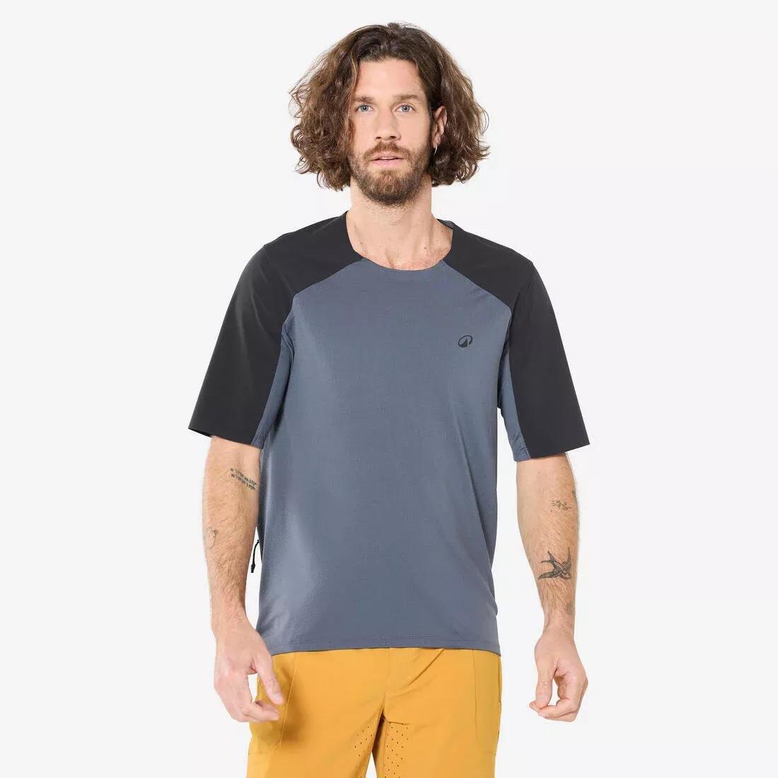 Men breathable short-sleeved MTB cargo jersey - 500, Grey, No Color, large image number 0