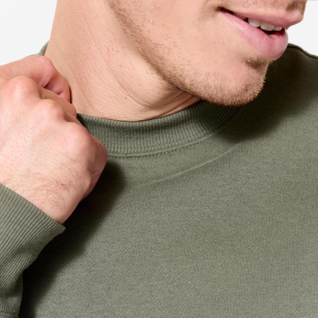 Men Warm Brushed Fleece Sweatshirt, Khaki, No Color, large image number 10