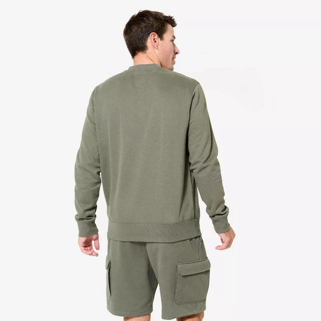 Men Warm Brushed Fleece Sweatshirt, Khaki, No Color, large image number 11