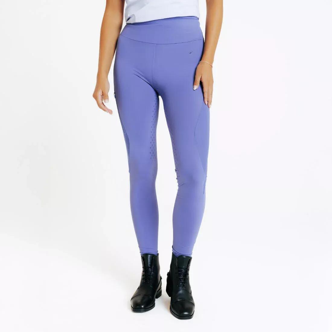 Women Lightweight Full Grip Horse Riding Summer Leggings, Blue, No Color, large image number 0