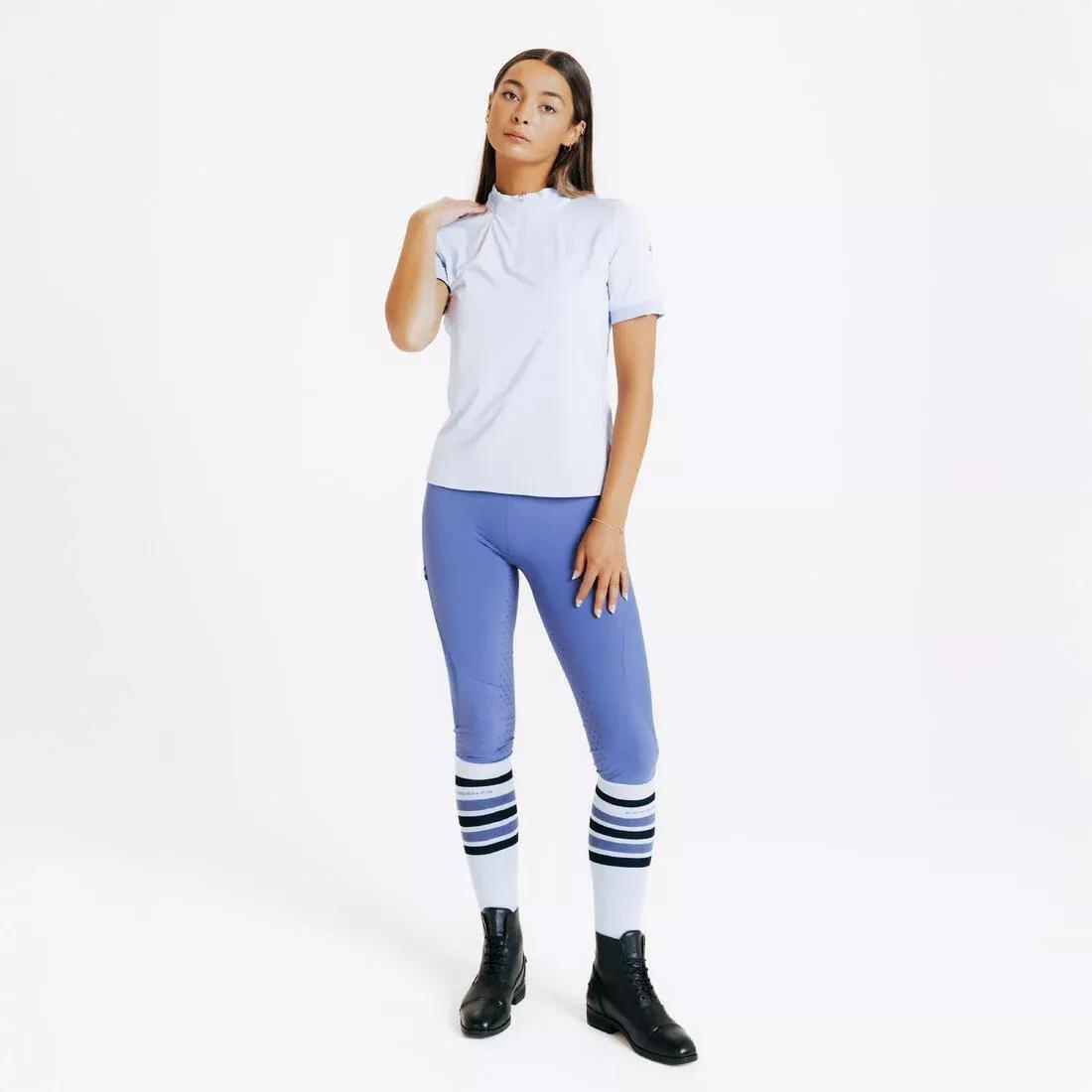 Women Lightweight Full Grip Horse Riding Summer Leggings, Blue, No Color, large image number 1