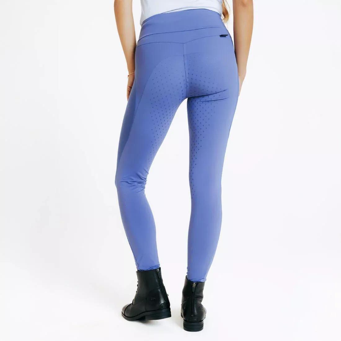 Women Lightweight Full Grip Horse Riding Summer Leggings, Blue, No Color, large image number 3