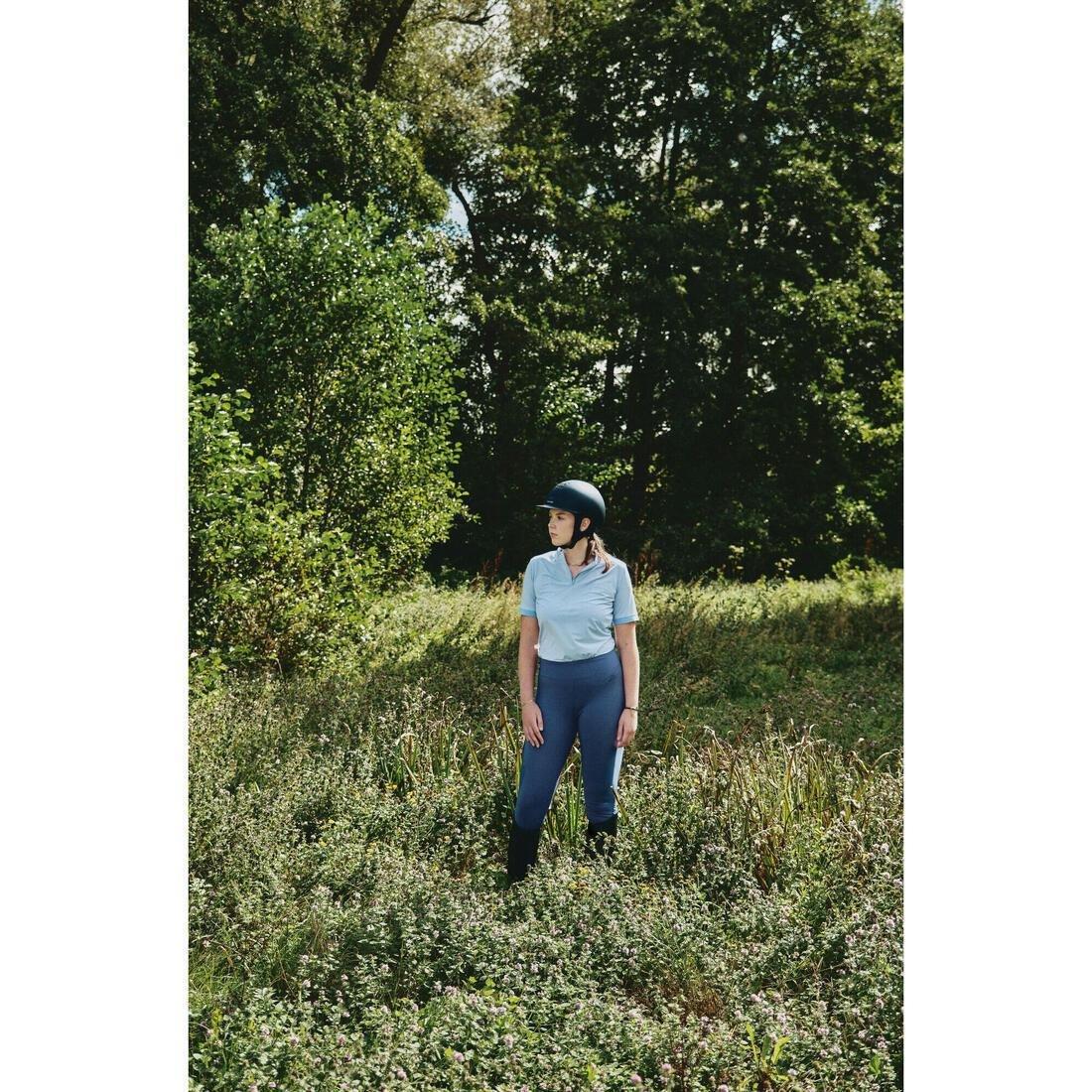 Women Lightweight Full Grip Horse Riding Summer Leggings, Blue, No Color, large image number 7