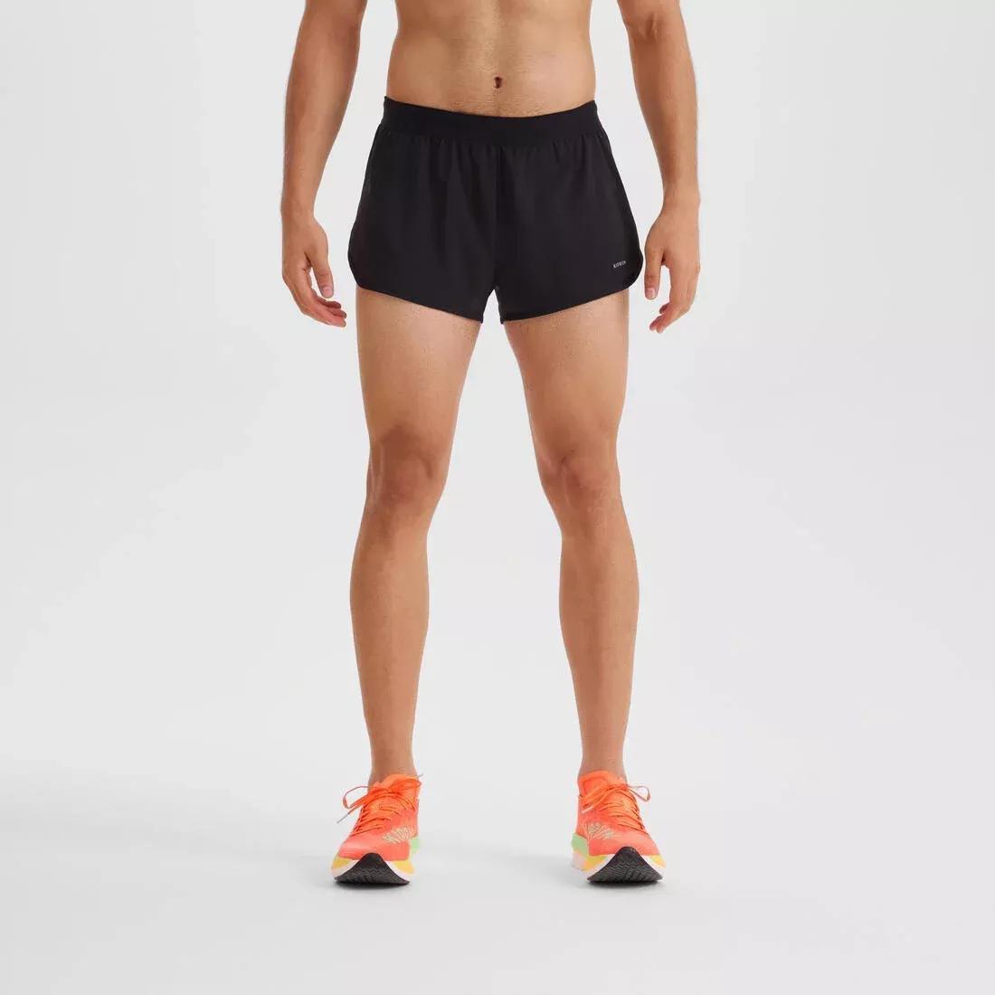 Men Comfort Split Running Shorts - KIPRUN Run 500, Green, No Color, large image number 0