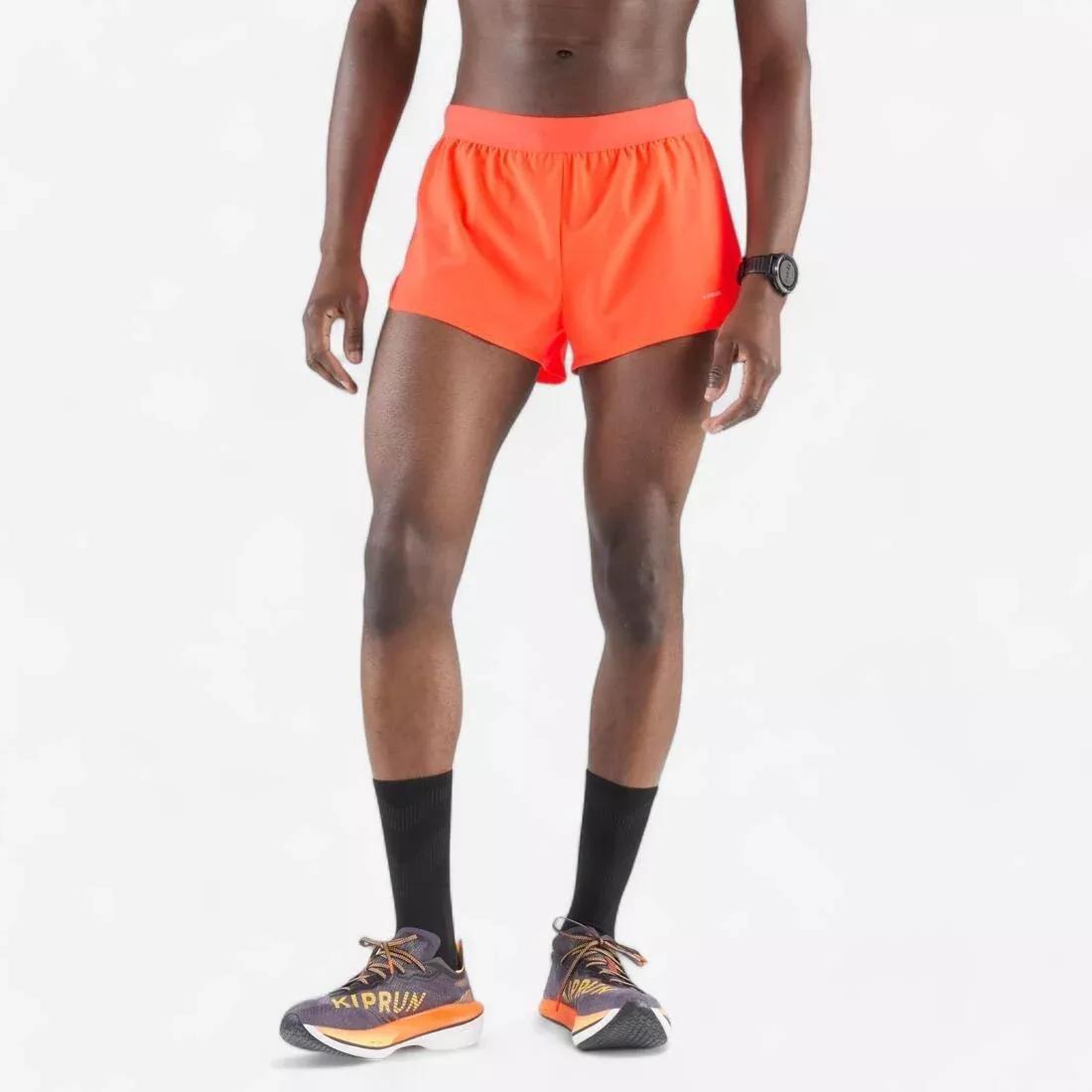 Men Comfort Split Running Shorts - KIPRUN Run 500, Green, No Color, large image number 1