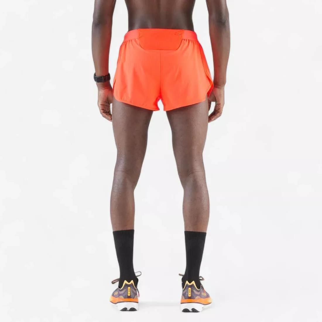 Men Comfort Split Running Shorts - KIPRUN Run 500, Green, No Color, large image number 3