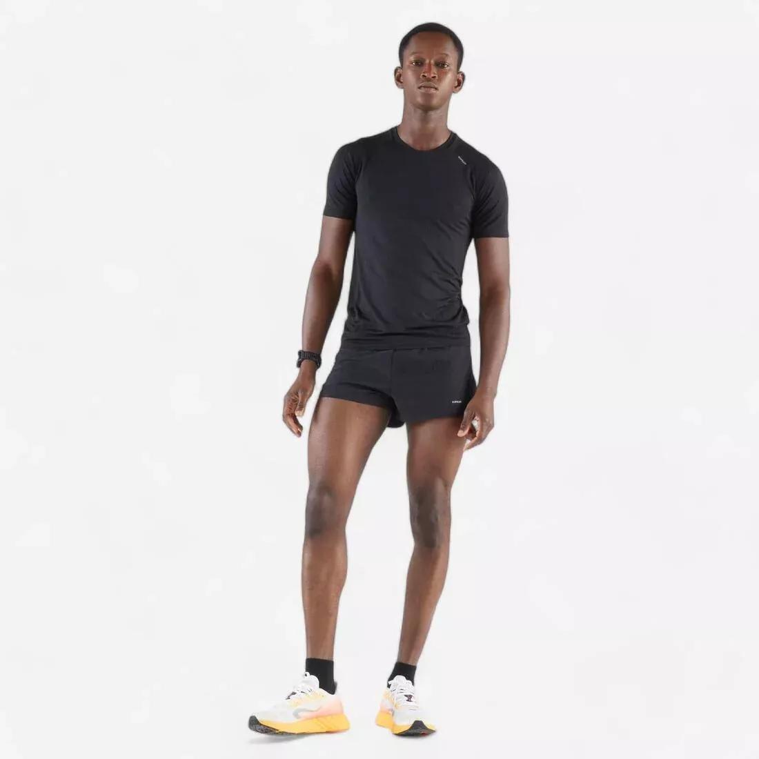 Men Comfort Split Running Shorts - KIPRUN Run 500, Green, No Color, large image number 4