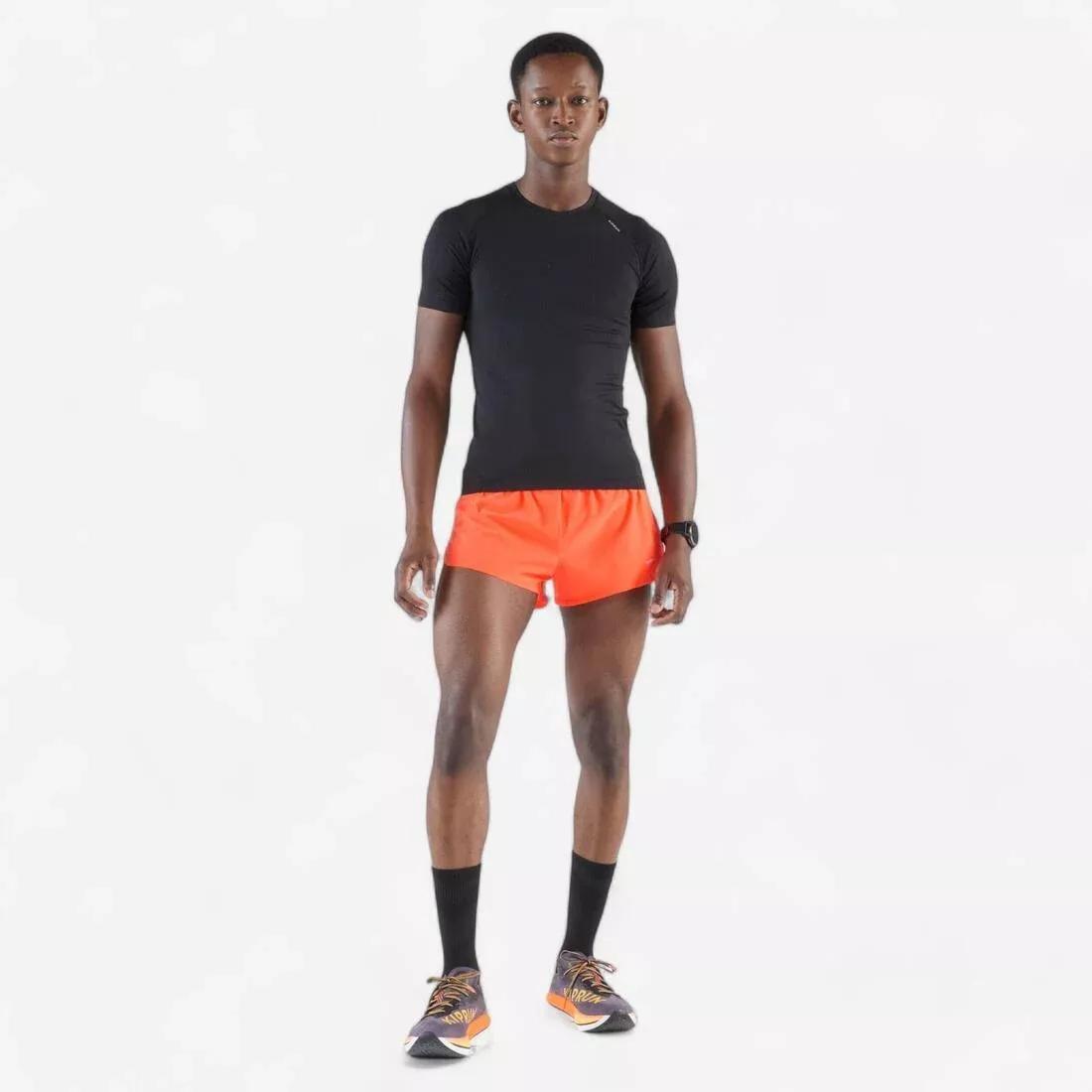 Men Comfort Split Running Shorts - KIPRUN Run 500, Green, No Color, large image number 5