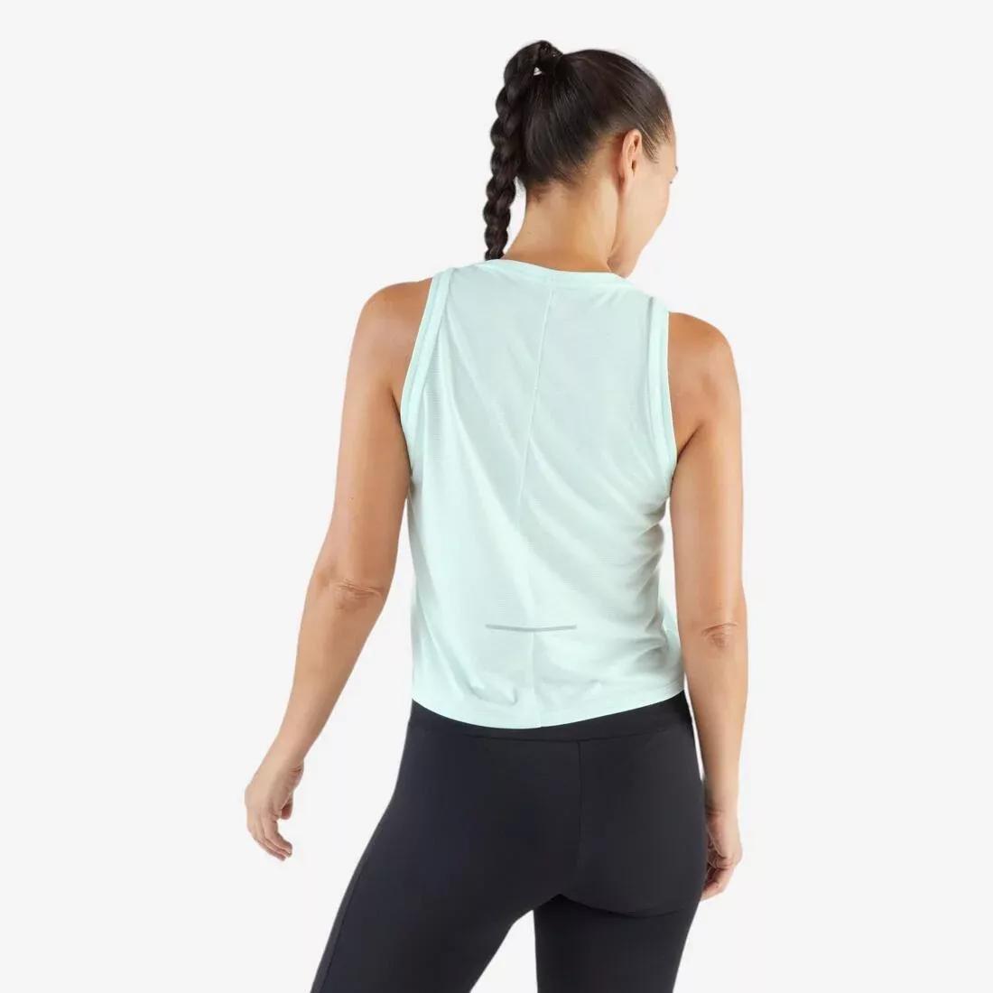 Women Running Breathable Short Tank Top - Kiprun Run 500, Green, 5401_000, large image number 11