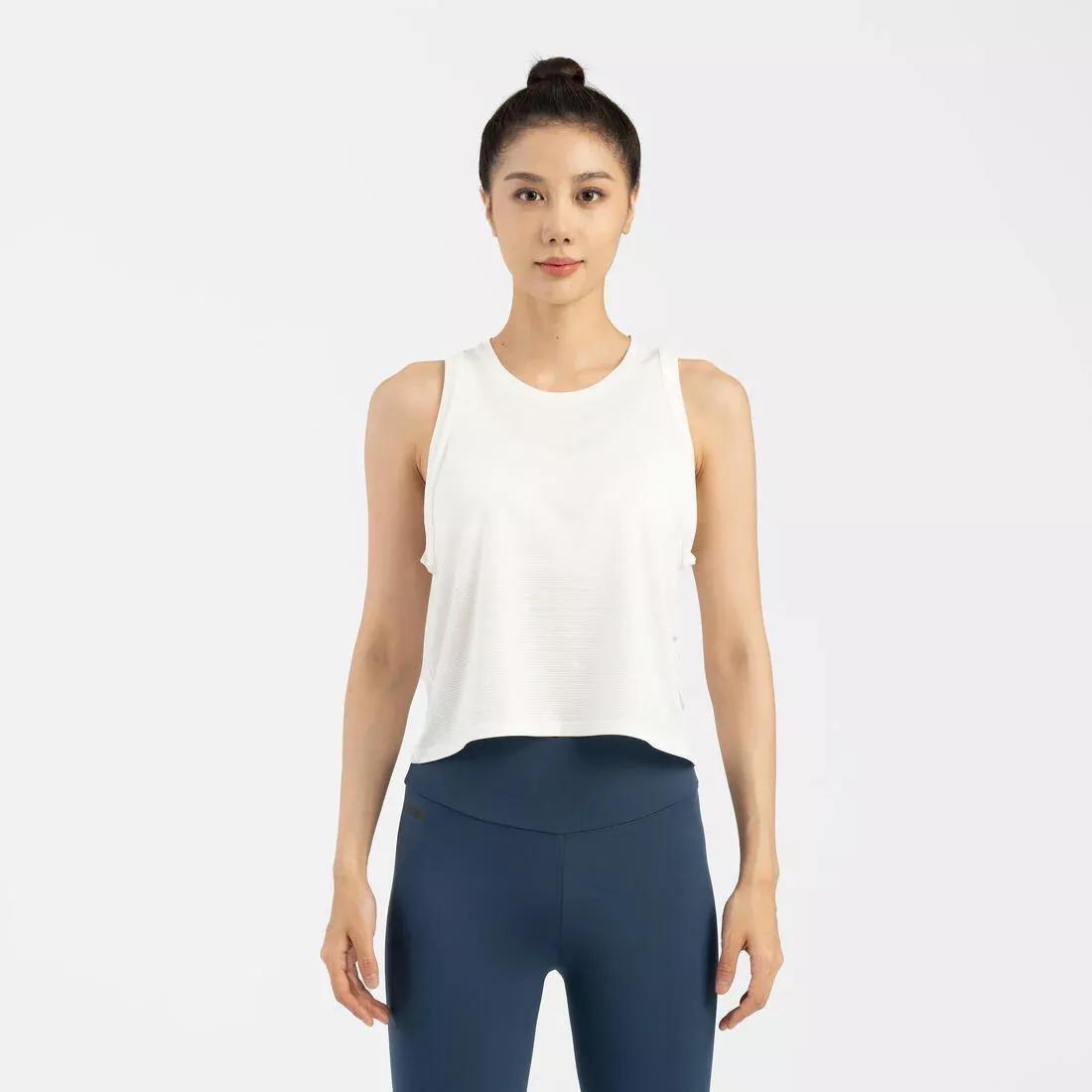 Women Running Breathable Short Tank Top - Kiprun Run 500, Green, 5401_000, large image number 13